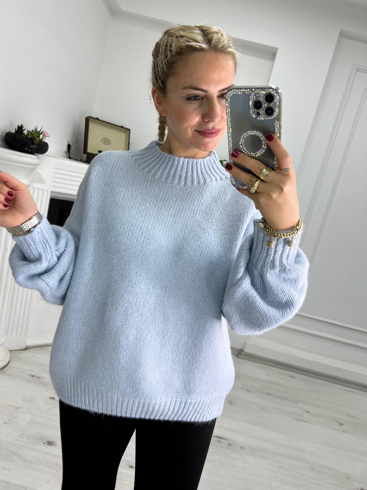 2441 Owersize Triko Kazak BEBE MAVİ