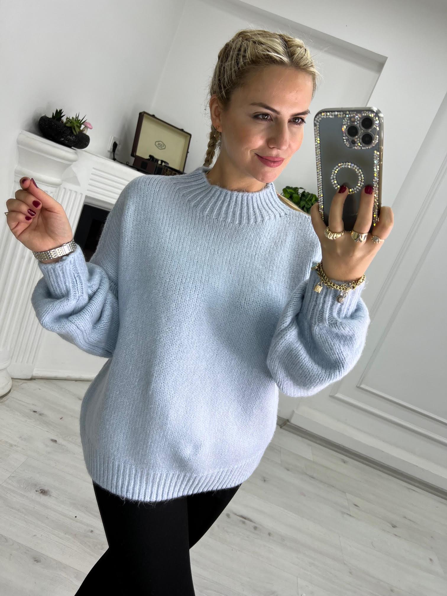 2441 Owersize Triko Kazak BEBE MAVİ