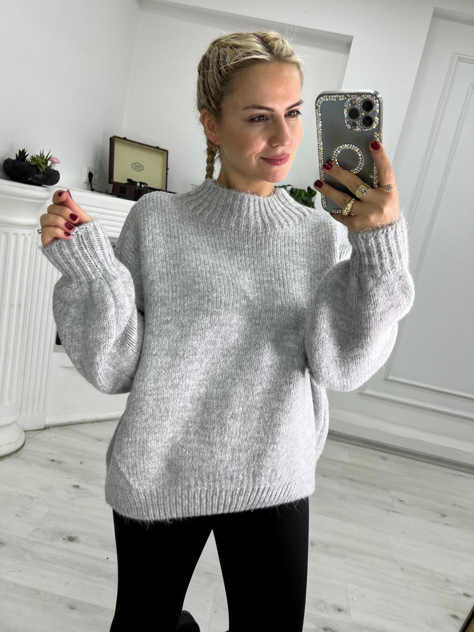 2441 Owersize Triko Kazak GRİ