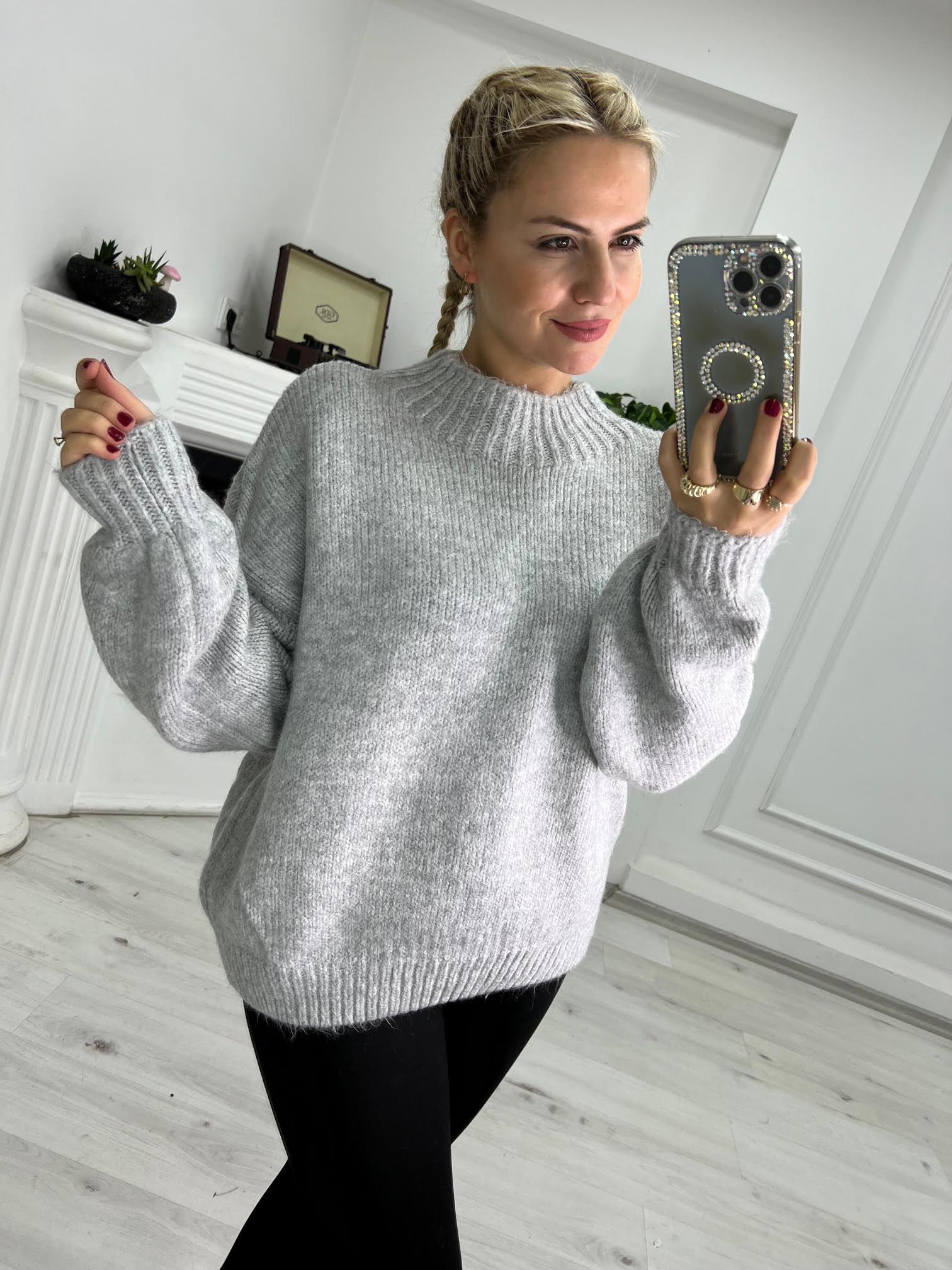 2441 Owersize Triko Kazak GRİ