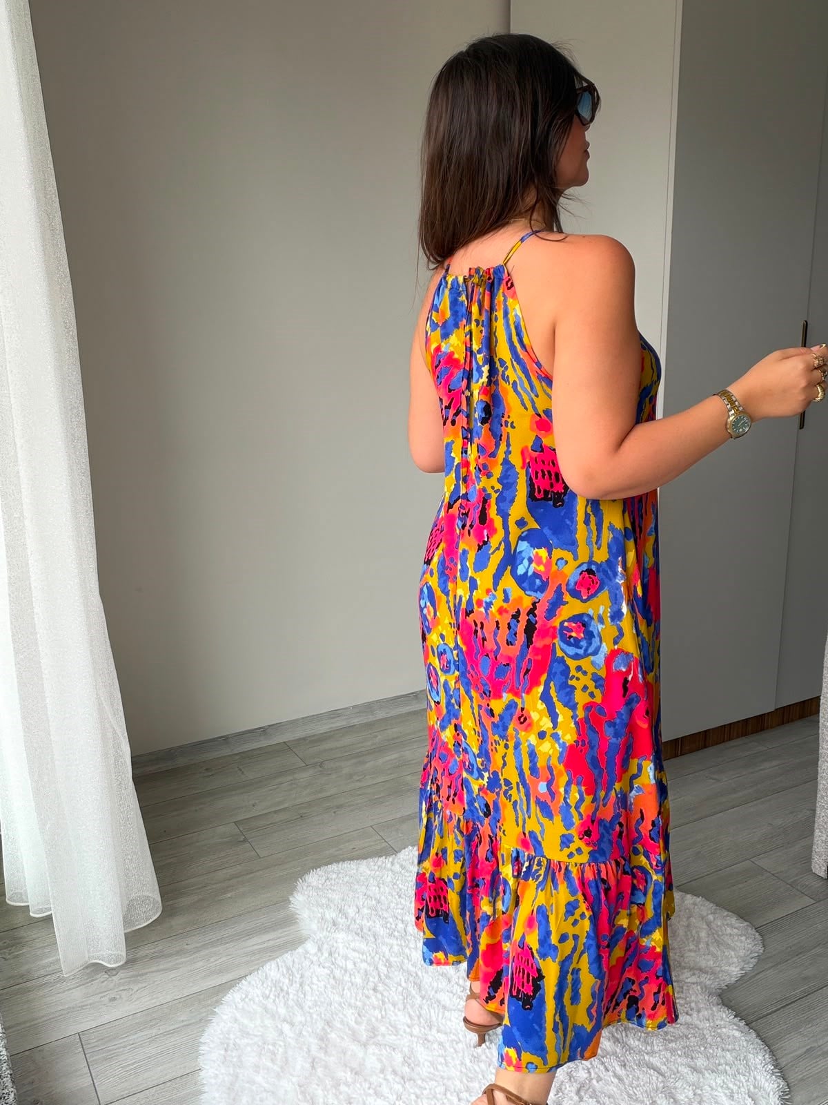 2449 Halter Yaka Viskon E lbise SARI