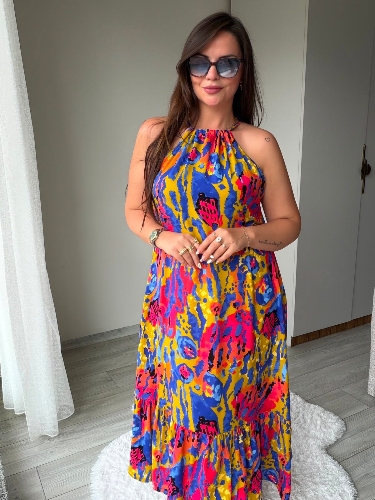 2449 Halter Yaka Viskon E lbise SARI