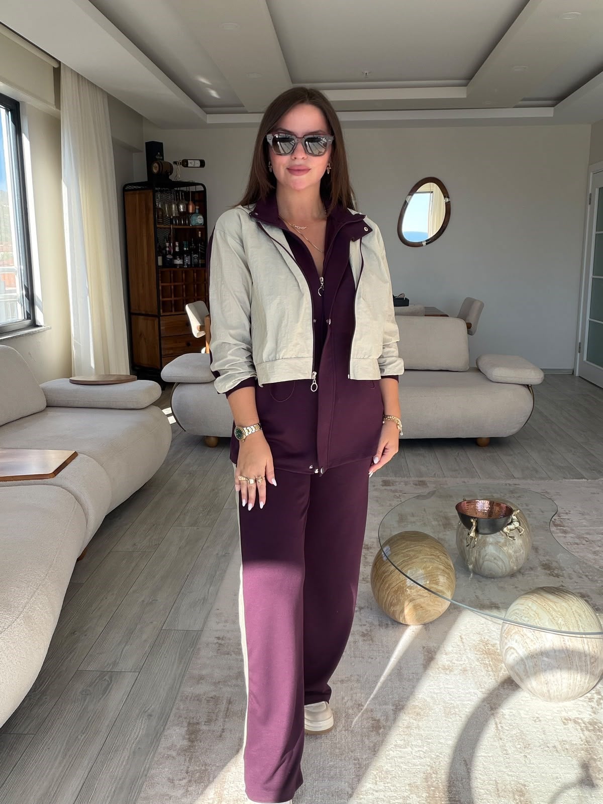 2464 Paraşütlü Kapüşonlu Takım BORDO