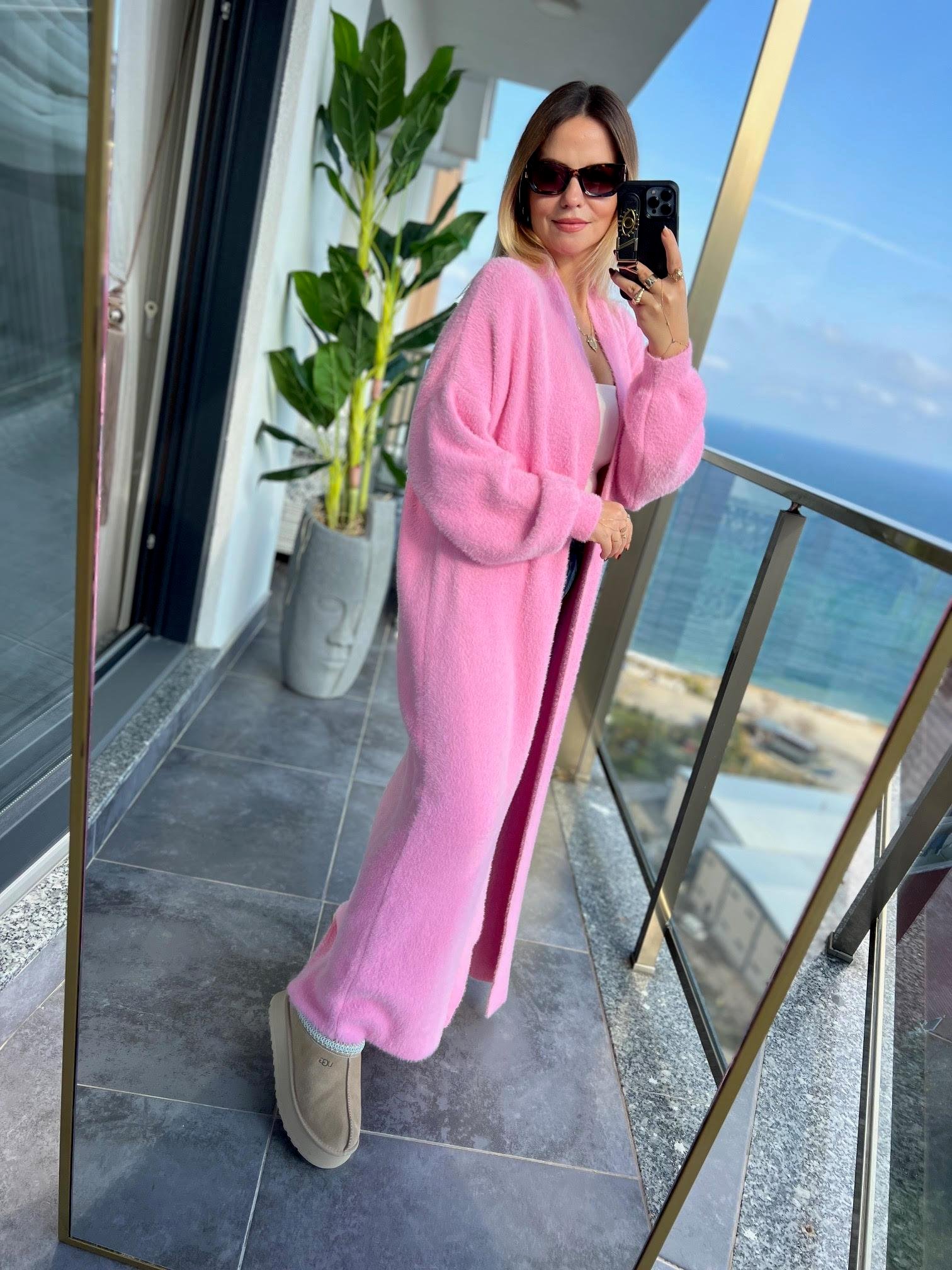 2476 Uzun Triko Hırka PEMBE