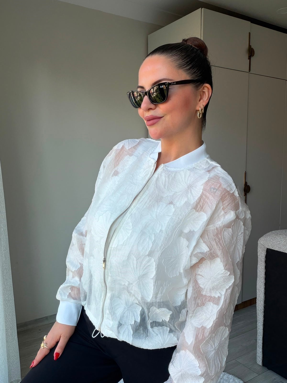 2502 Yakma Bamber Ceket BEYAZ