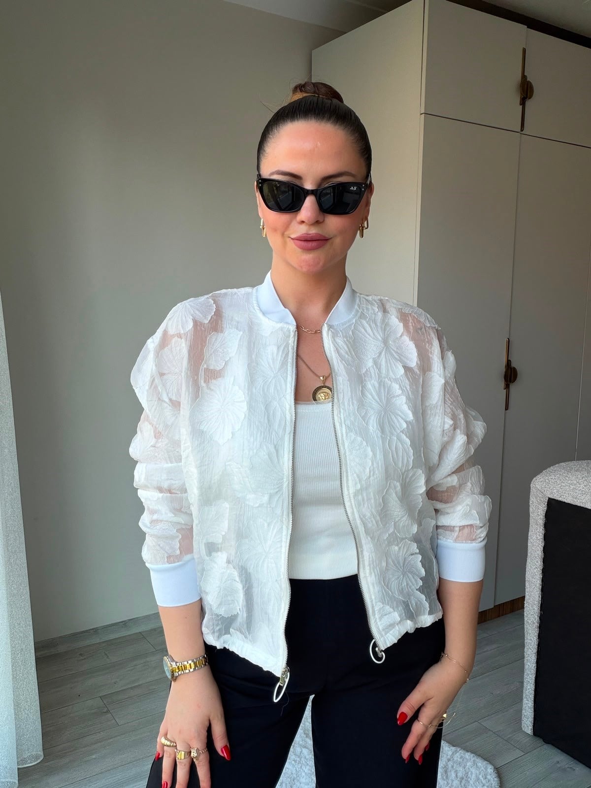 2502 Yakma Bamber Ceket BEYAZ