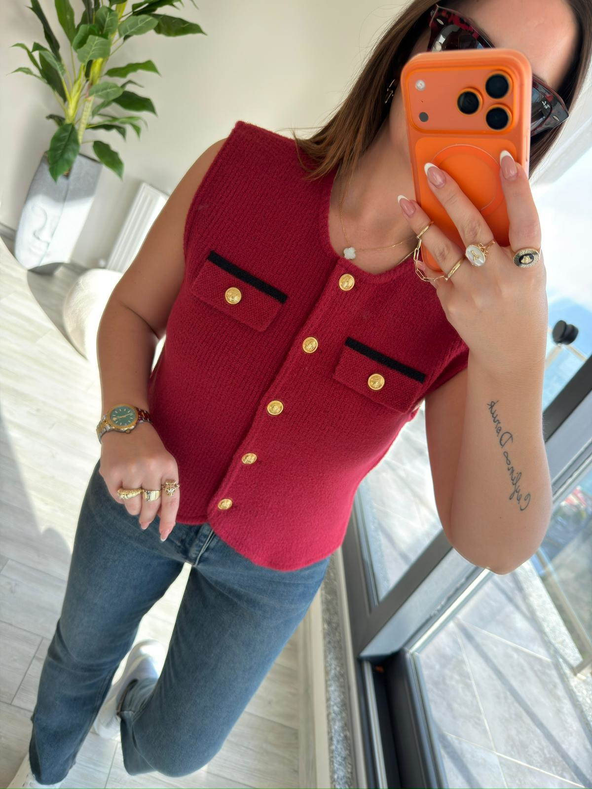 25432 Simli Yelek BORDO