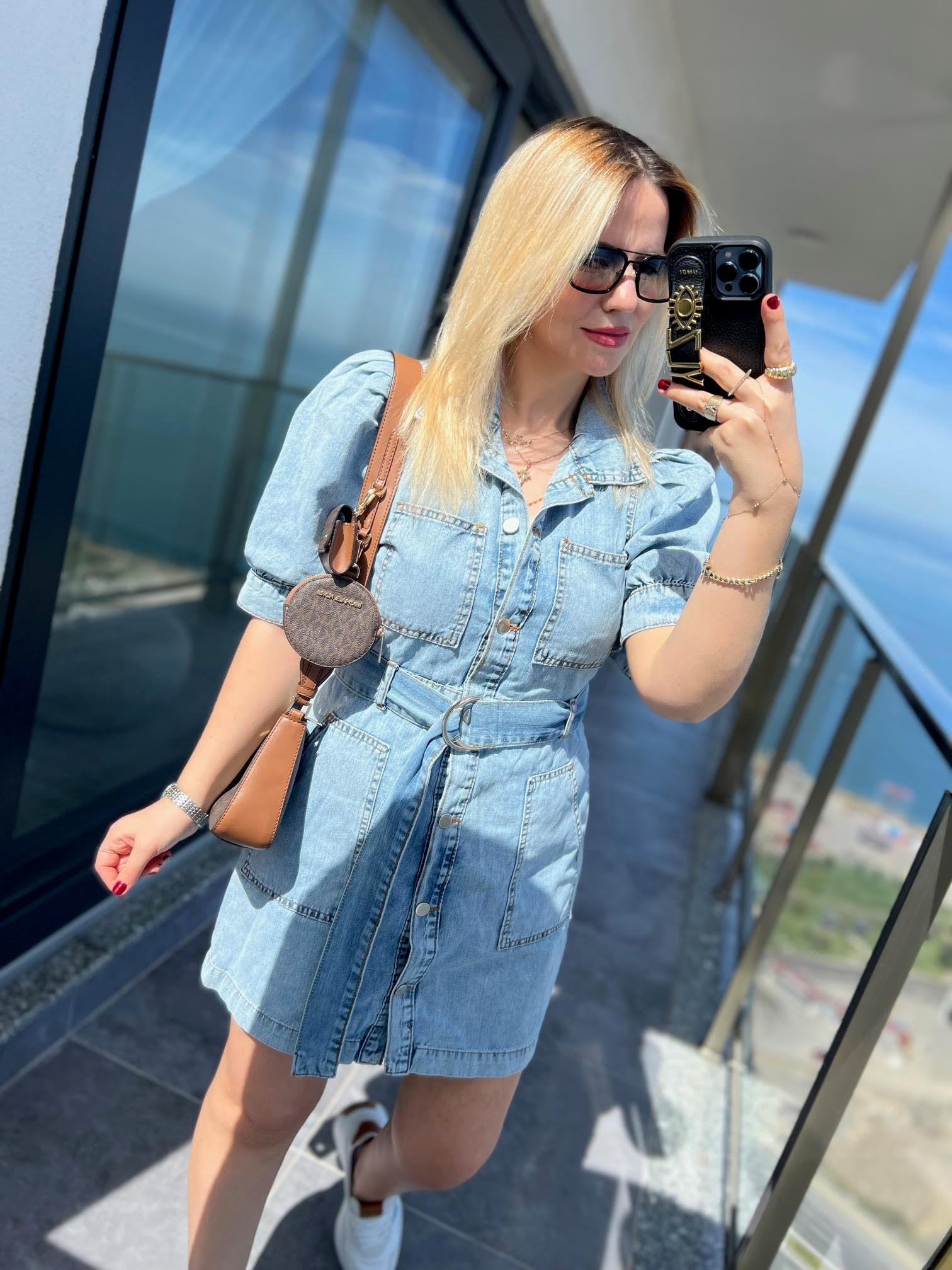 25804 Cepli Jean Elbise MAVİ