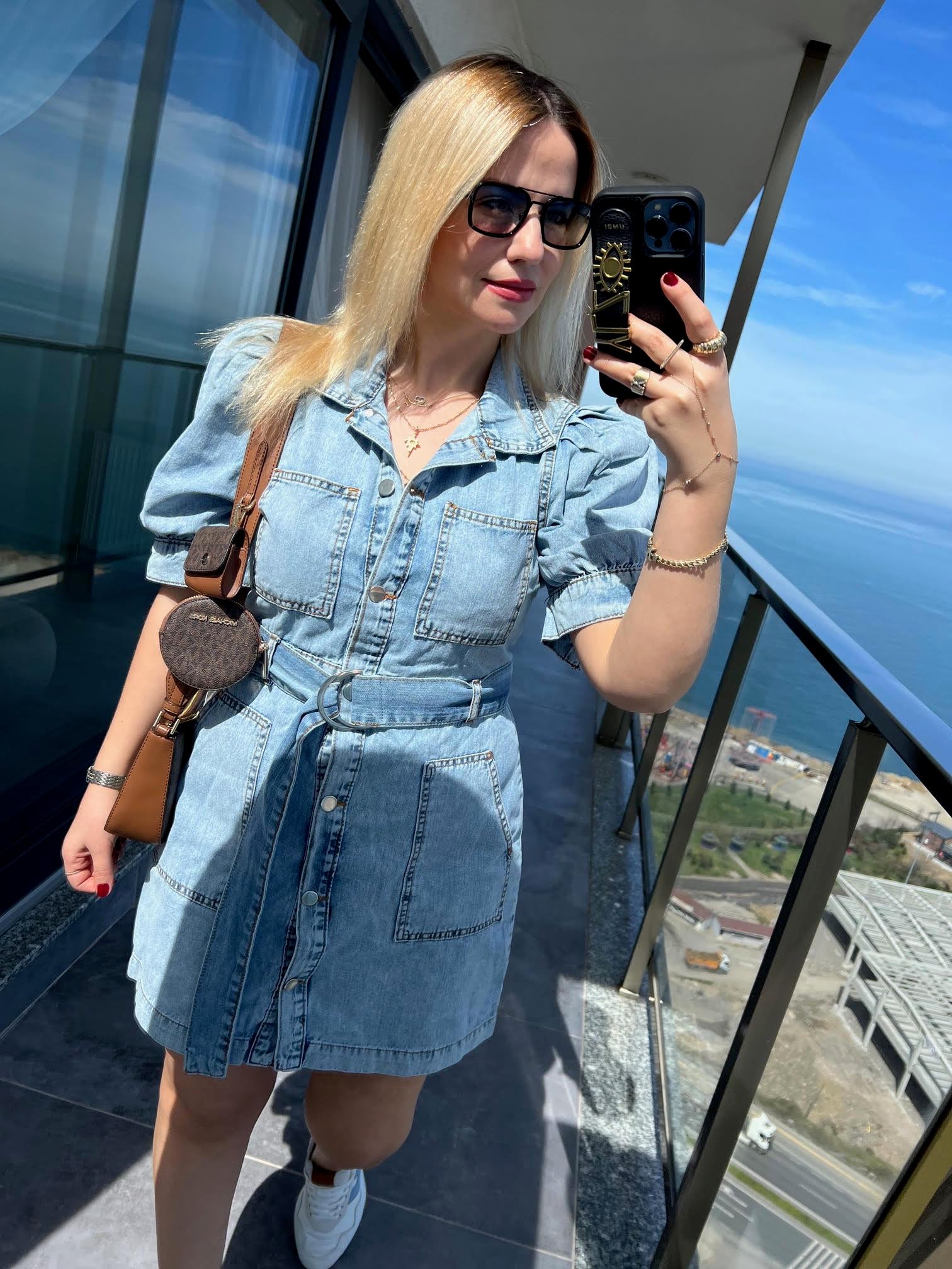 25804 Cepli Jean Elbise MAVİ