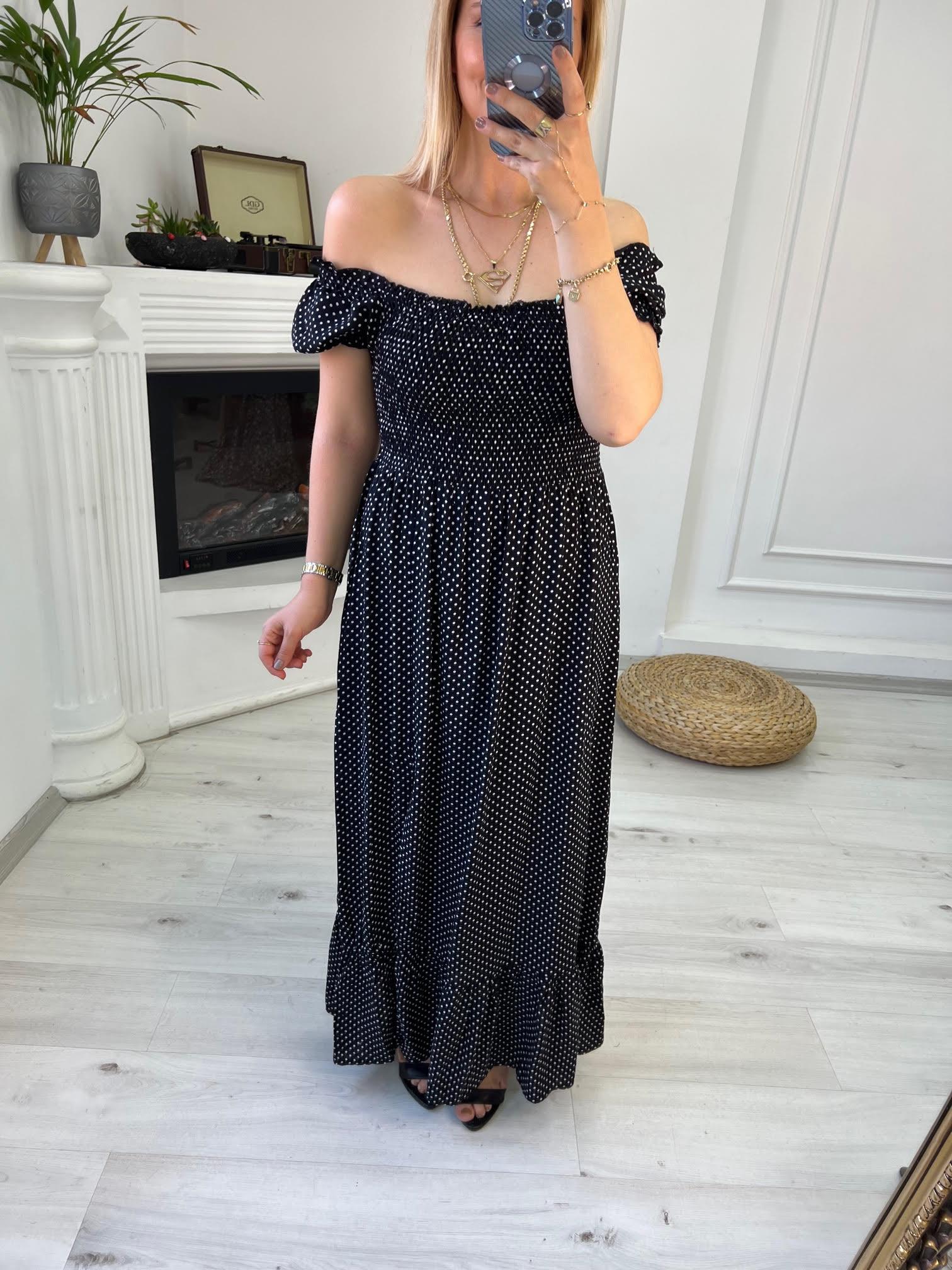 261089 Madonna Yaka Gipeli Elbise PUANTİYE