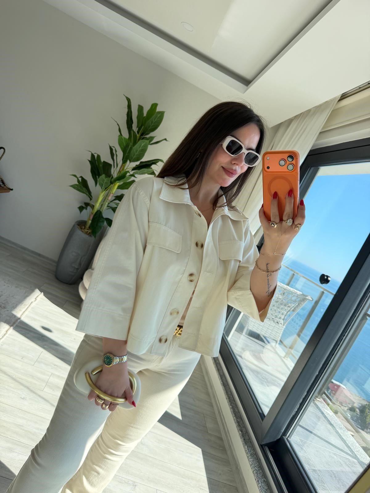 2615 Gabardin Crop Ceket TAŞ