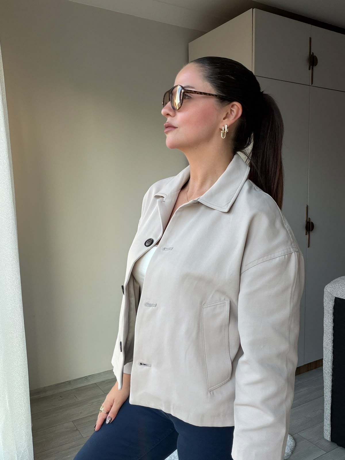 2653 Gabardin Düğmeli Bamber Ceket BEJ