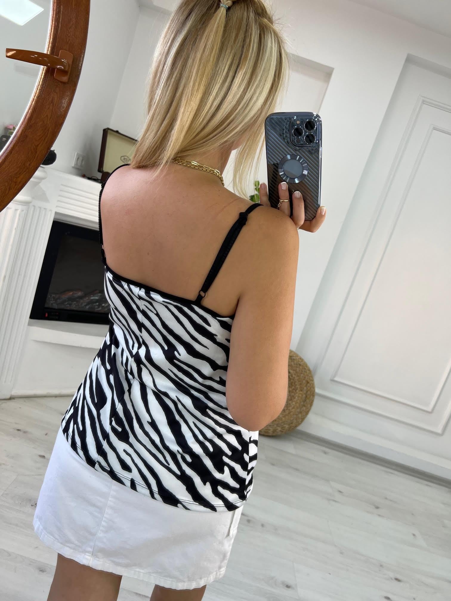 267300 Dantelli Askılı Bluz ZEBRA