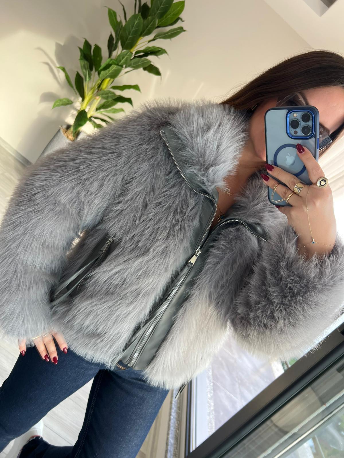 2709 Deri Garnili Lolita Mont GRİ