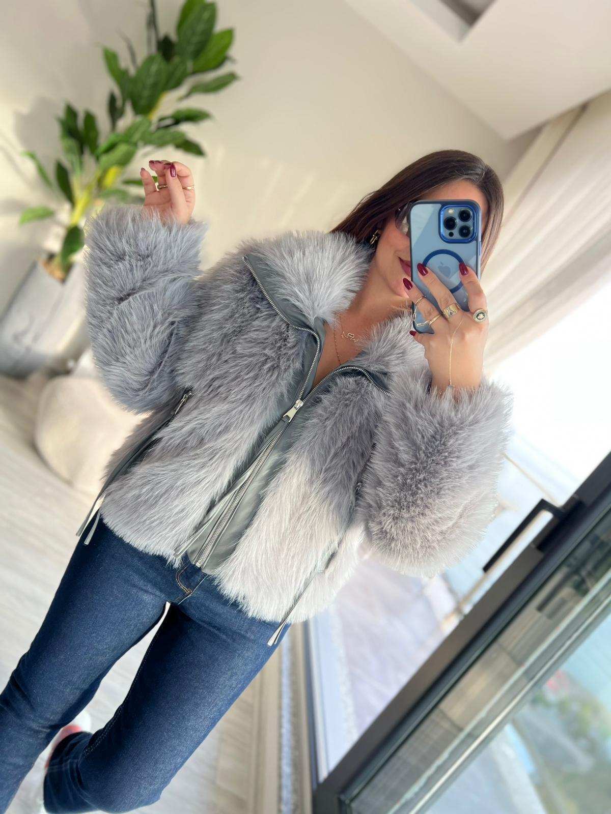 2709 Deri Garnili Lolita Mont GRİ