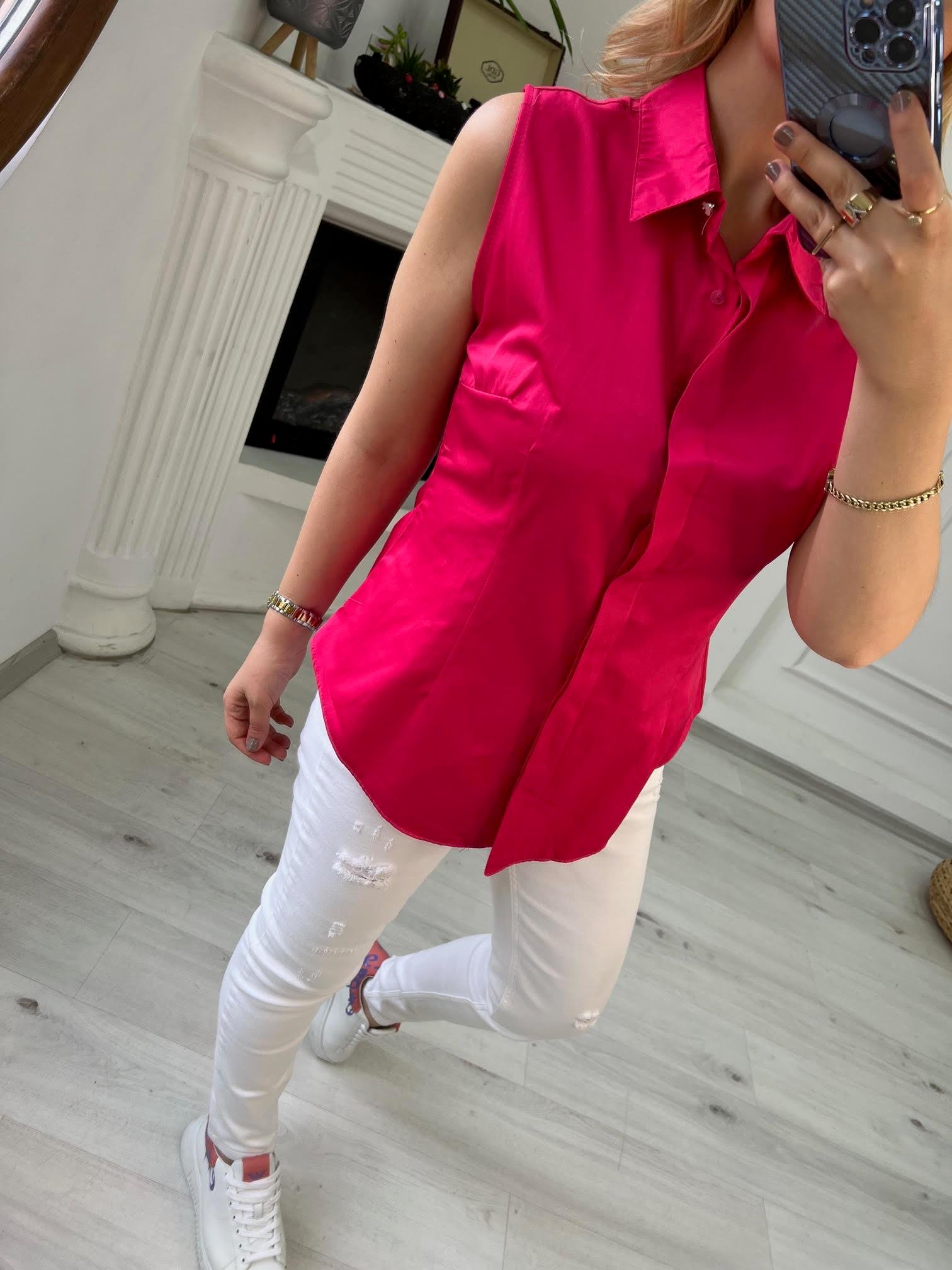 27508 Sıfır Kol Gömlek FUŞYA