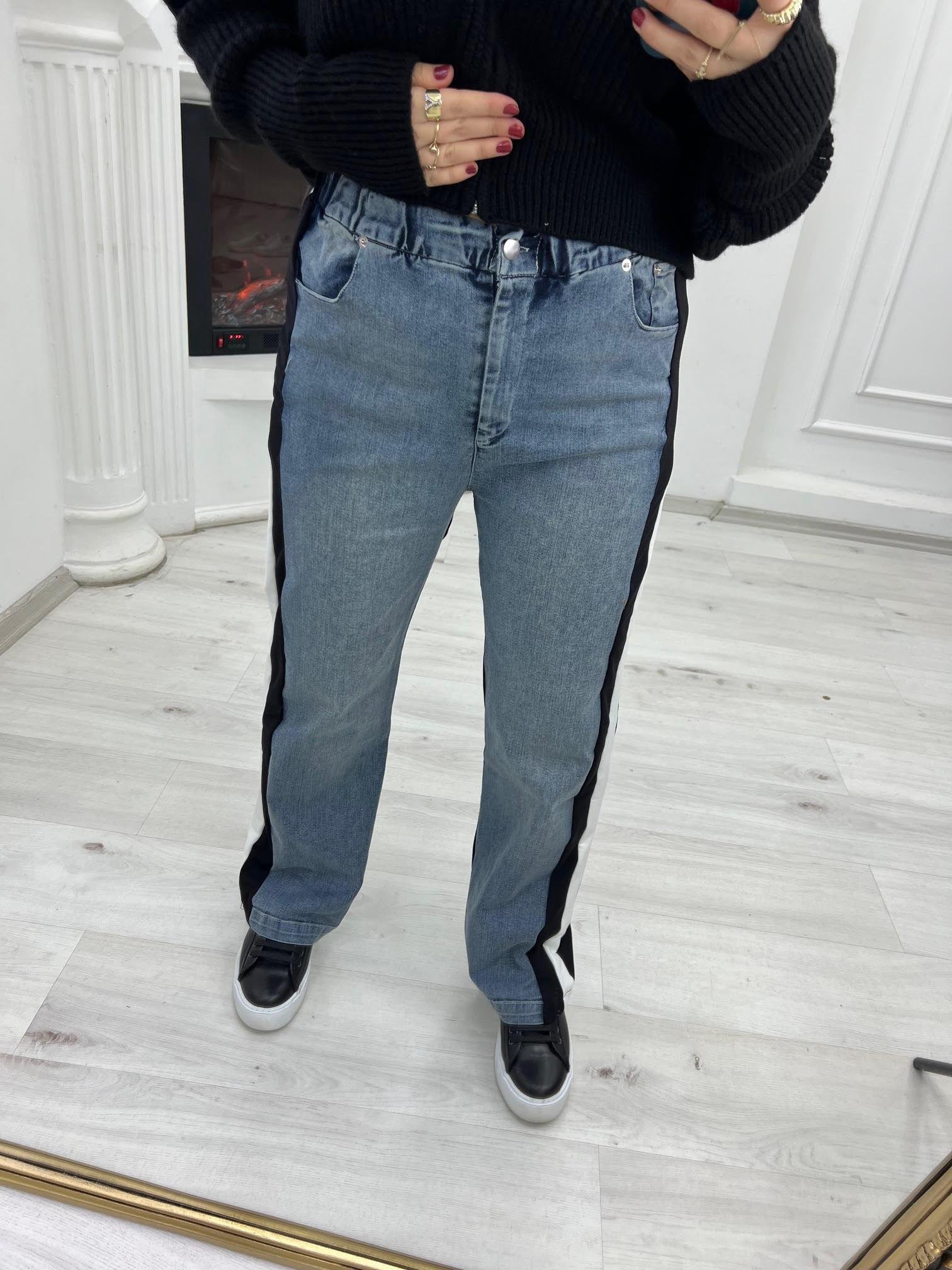 28241 Şeritli Jean Pantolon MAVİ