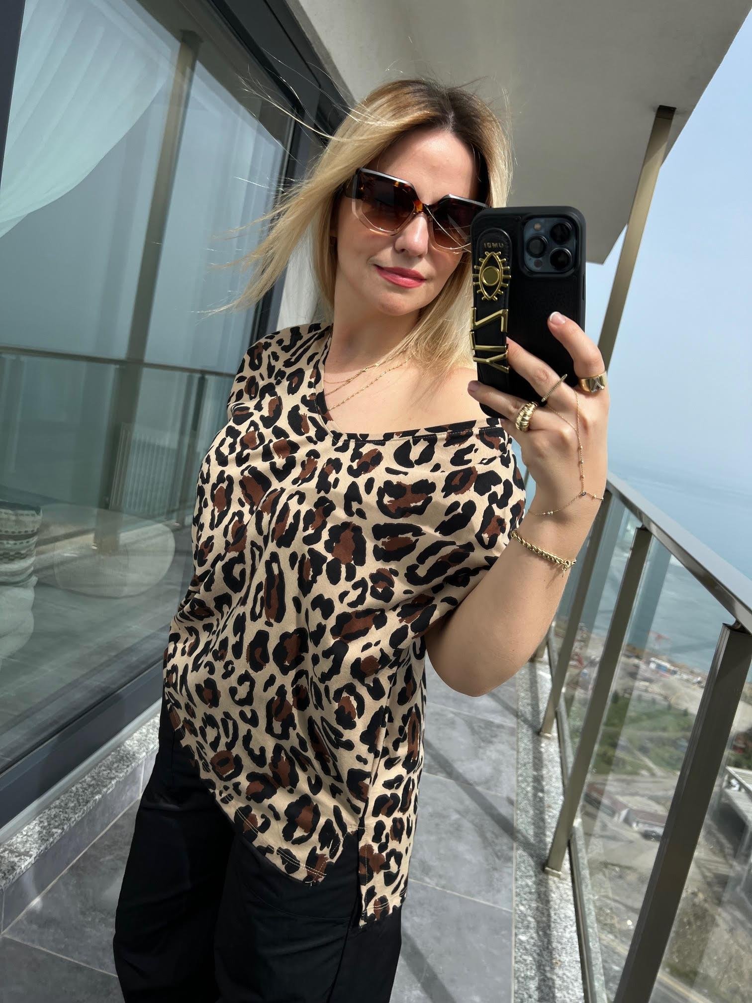 28377 Leoprlı Tshirt BEJ