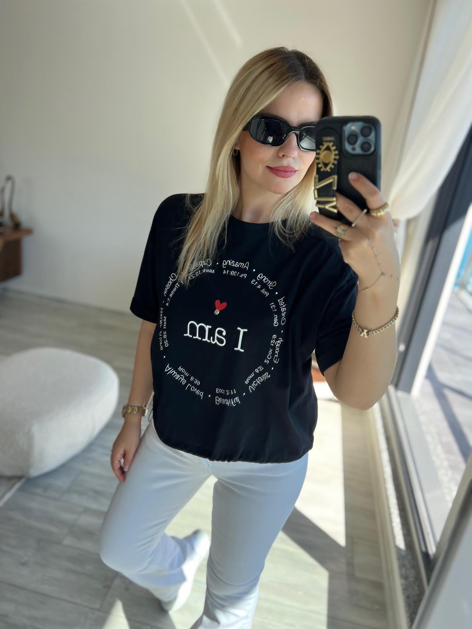 28501 Yazılı Tshirt SİYAH