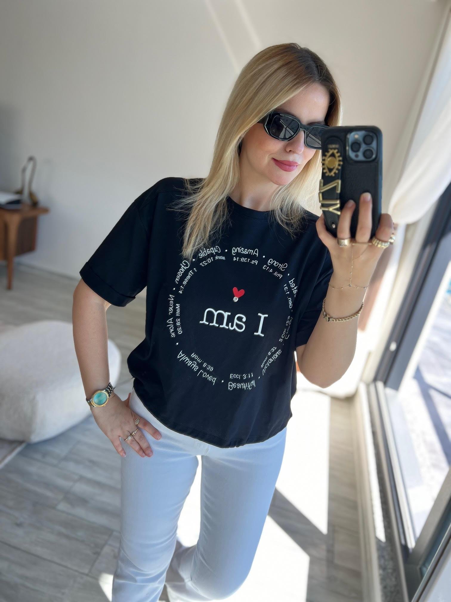 28501 Yazılı Tshirt SİYAH