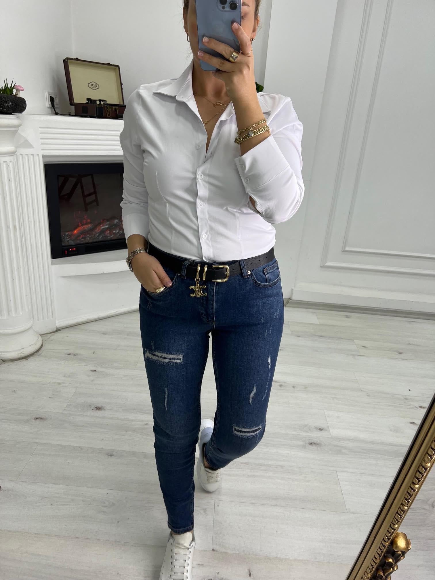 286 Lazer Zigzaglı Jean MAVİ