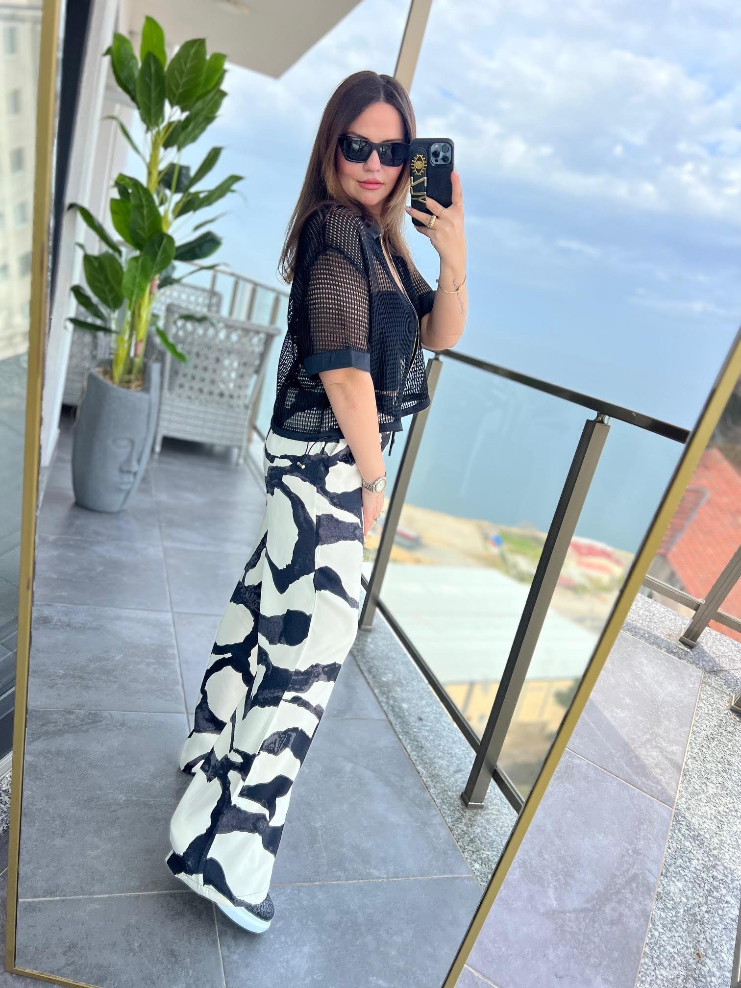 2921 Desenli Pantalon EKRU