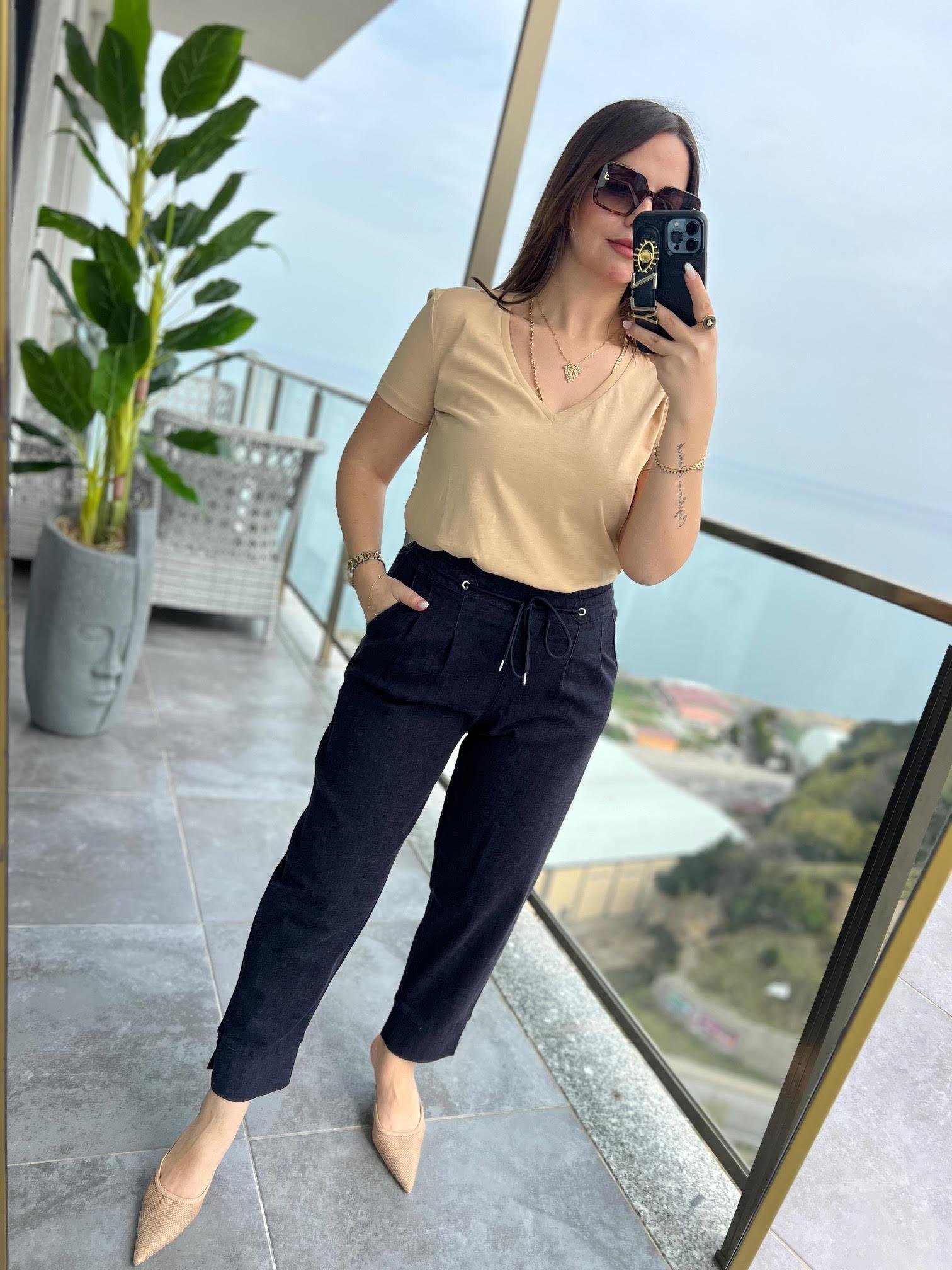 29727 Pileli Tencel Jean LACİVERT