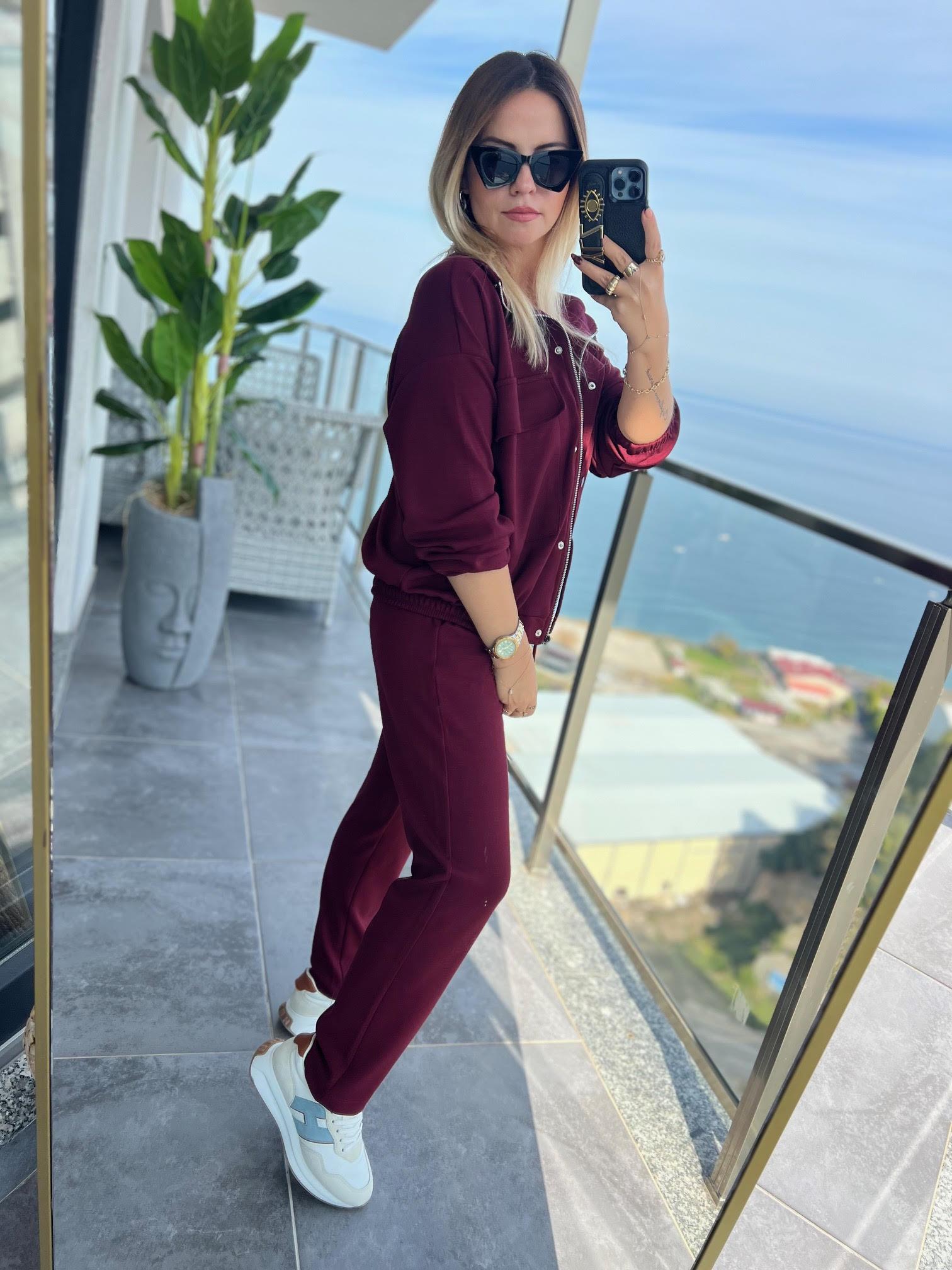 301 Önü Patlı Eşofman Takımı BORDO