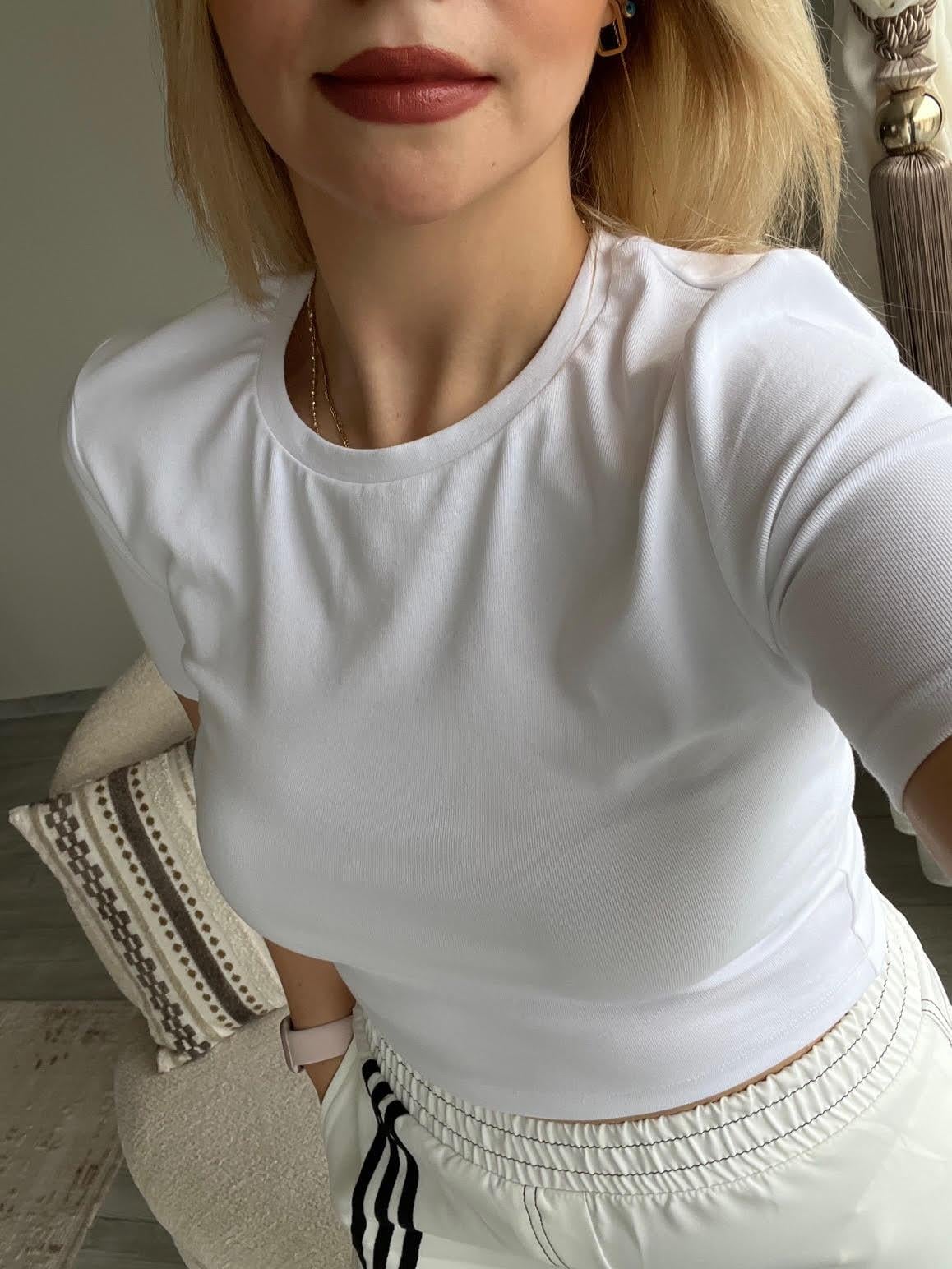 30124 Crop Tshirt BEYAZ