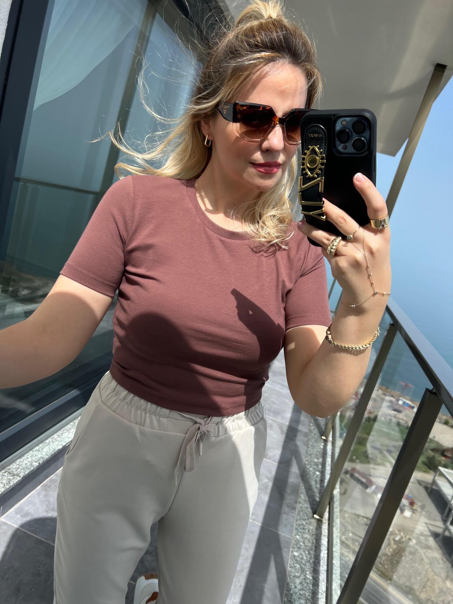 30124 Crop Tshirt KAHVE