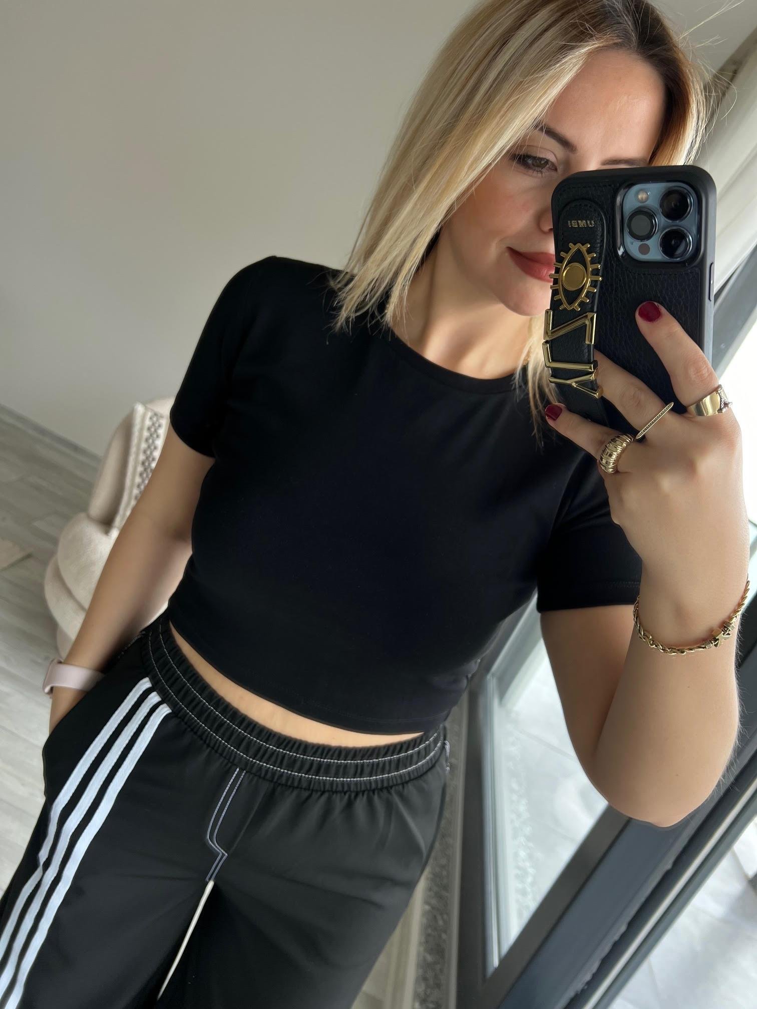30124 Crop Tshirt SİYAH