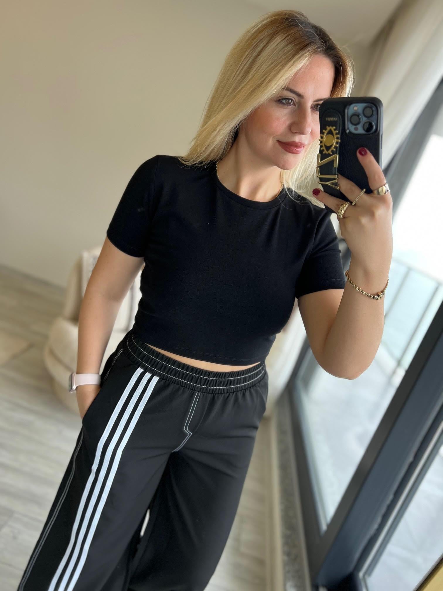 30124 Crop Tshirt SİYAH