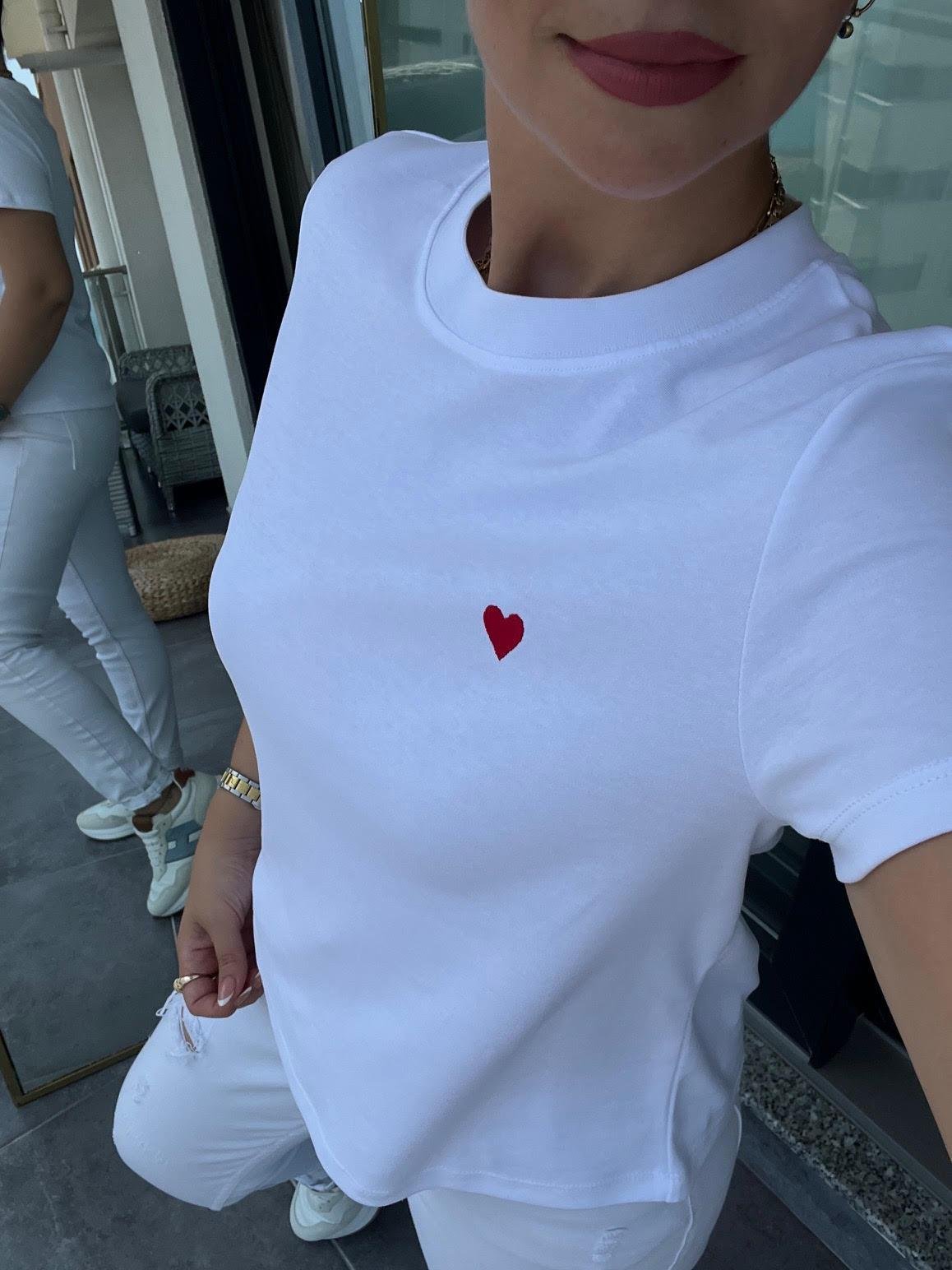 30584 Bisiklet Yaka Pamuklu Tshirt BEYAZ