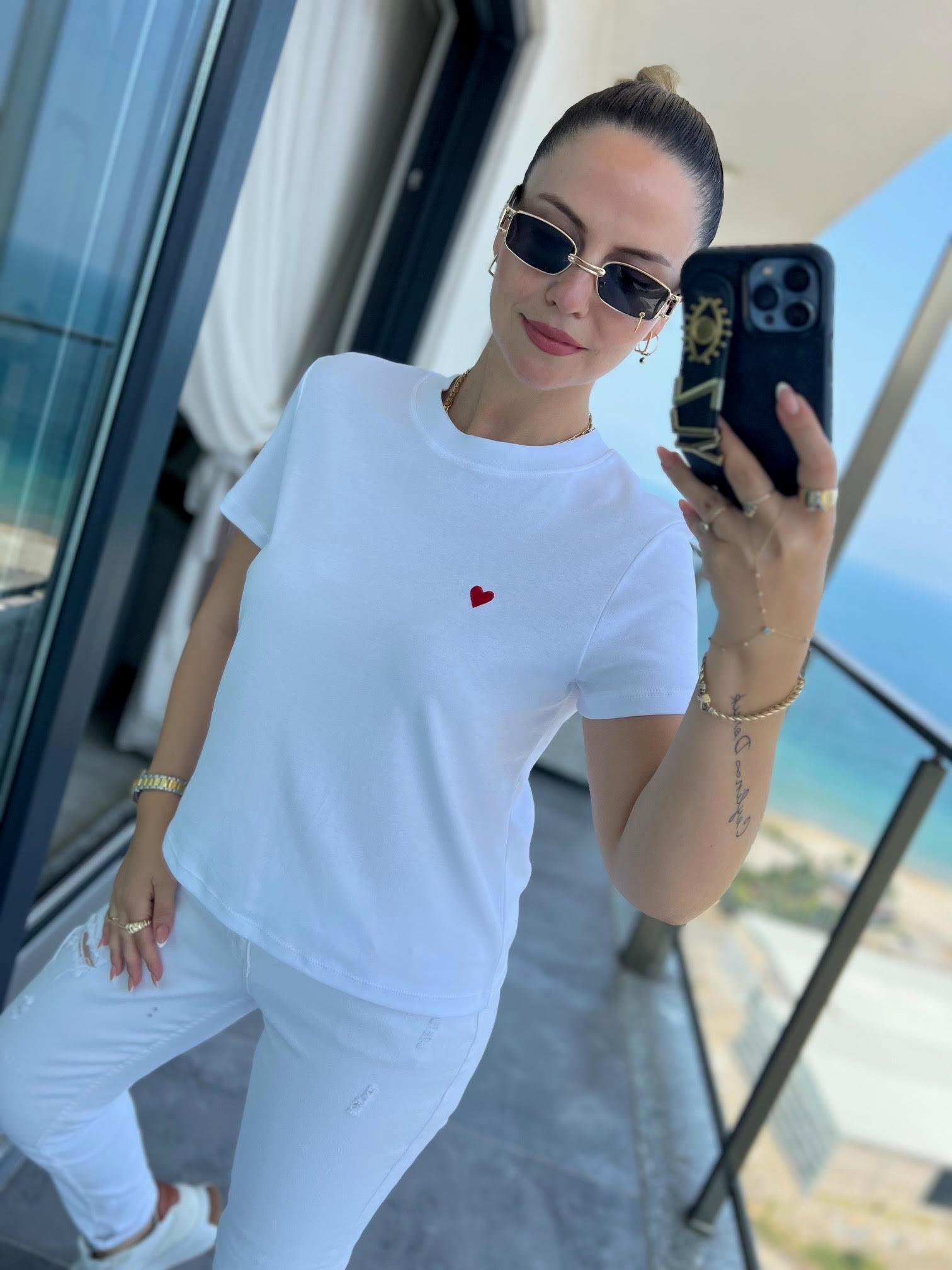 30584 Bisiklet Yaka Pamuklu Tshirt BEYAZ