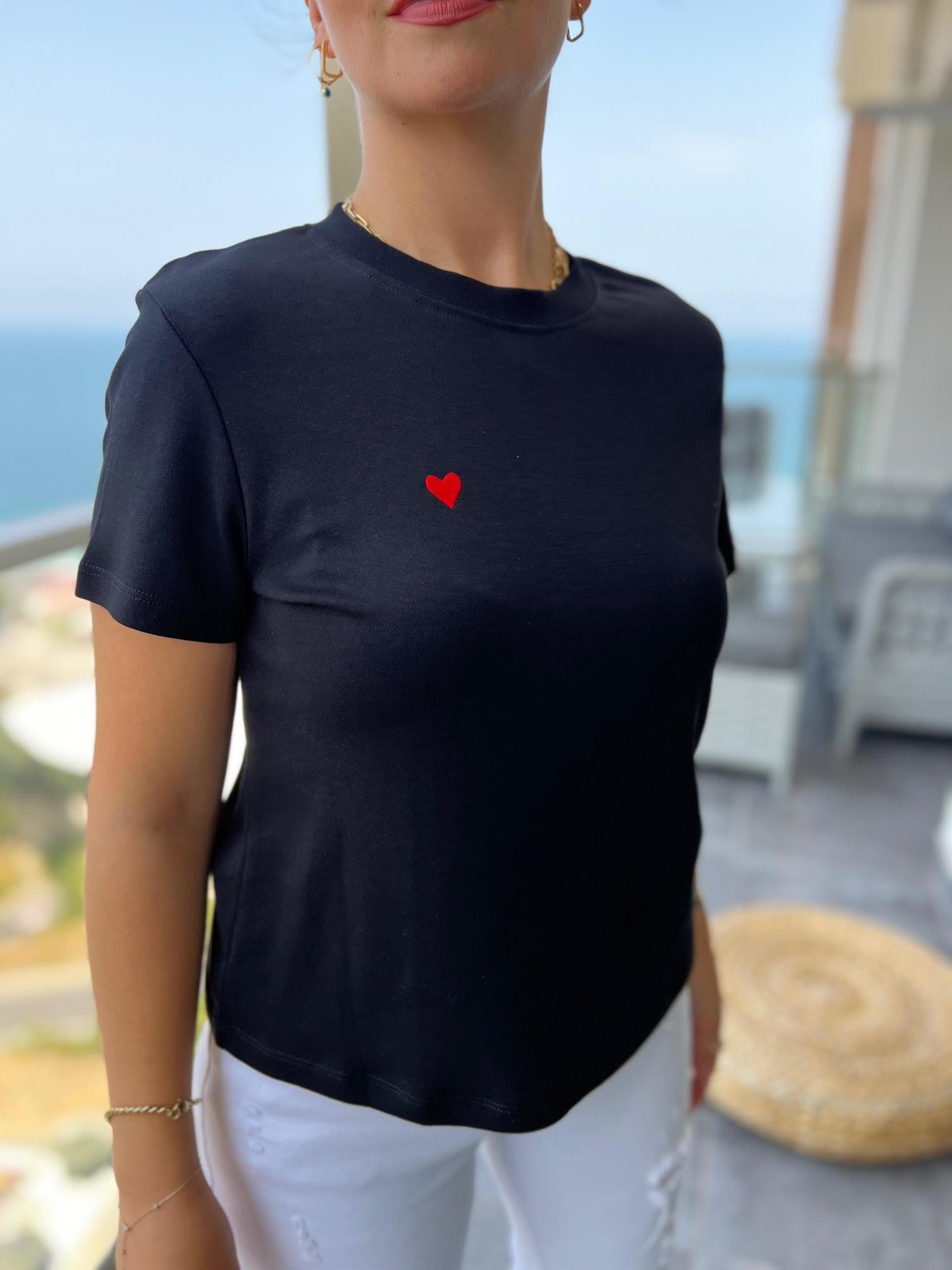 30584 Bisiklet Yaka Pamuklu Tshirt SİYAH