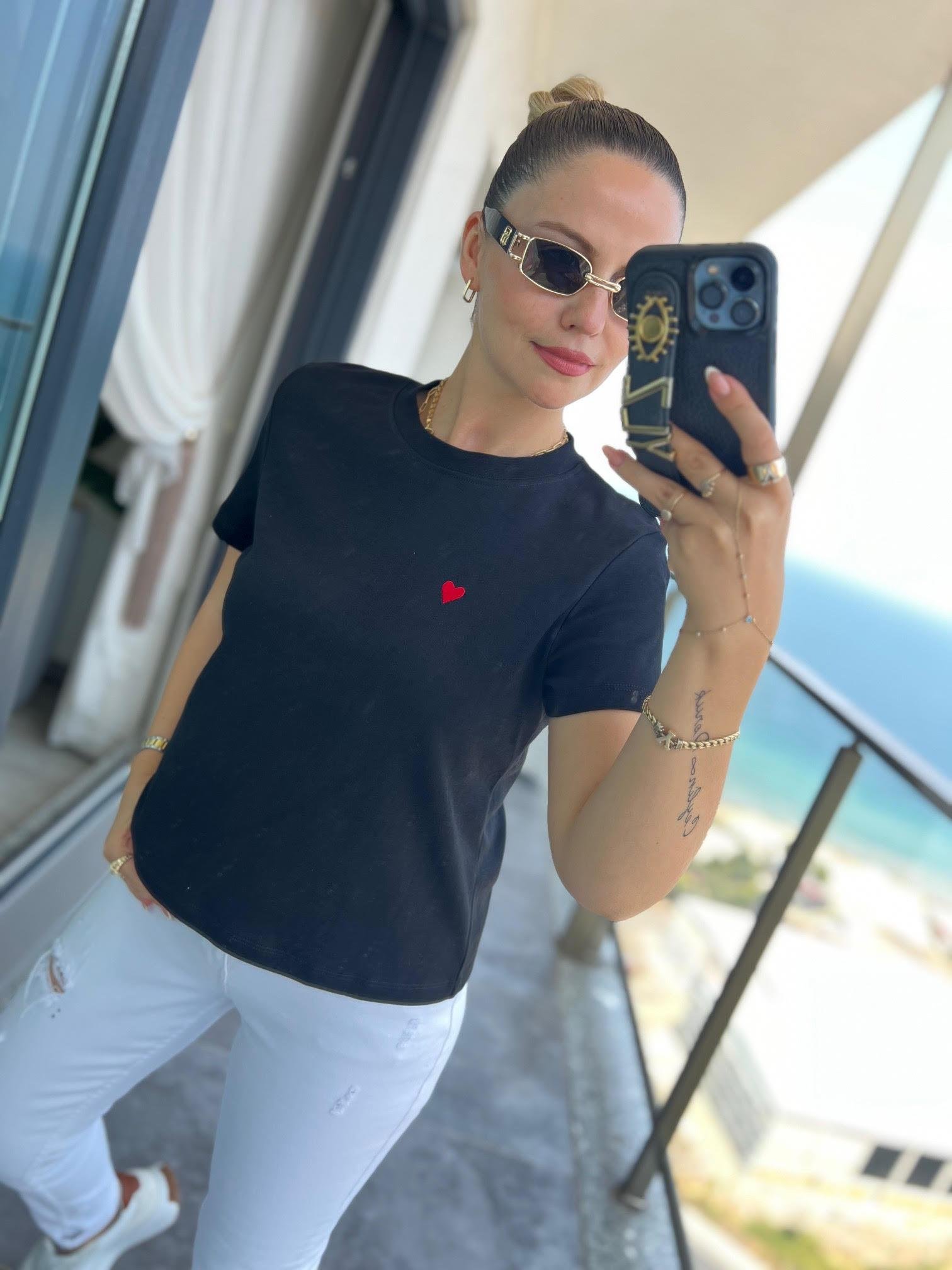30584 Bisiklet Yaka Pamuklu Tshirt SİYAH