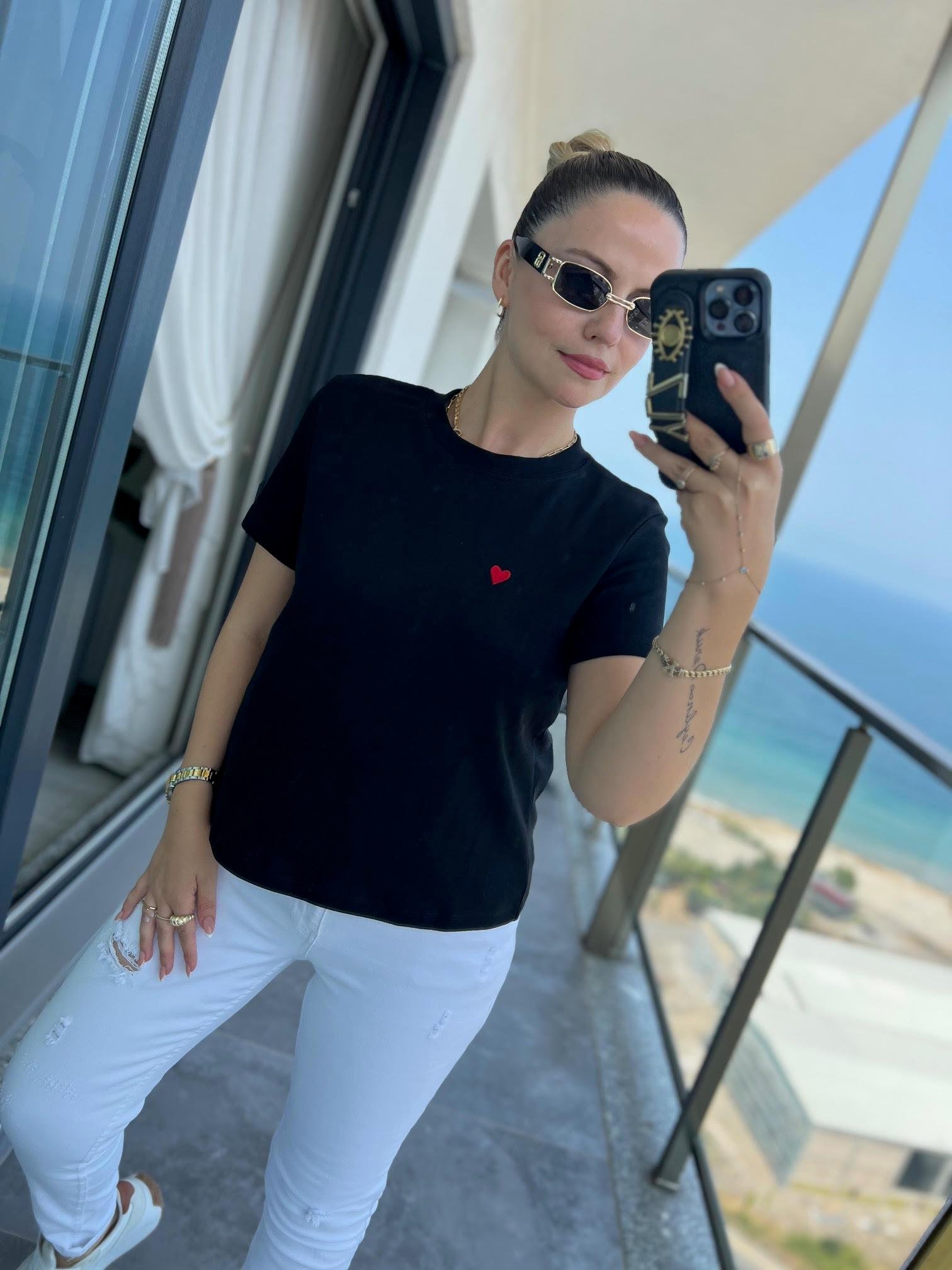 30584 Bisiklet Yaka Pamuklu Tshirt SİYAH