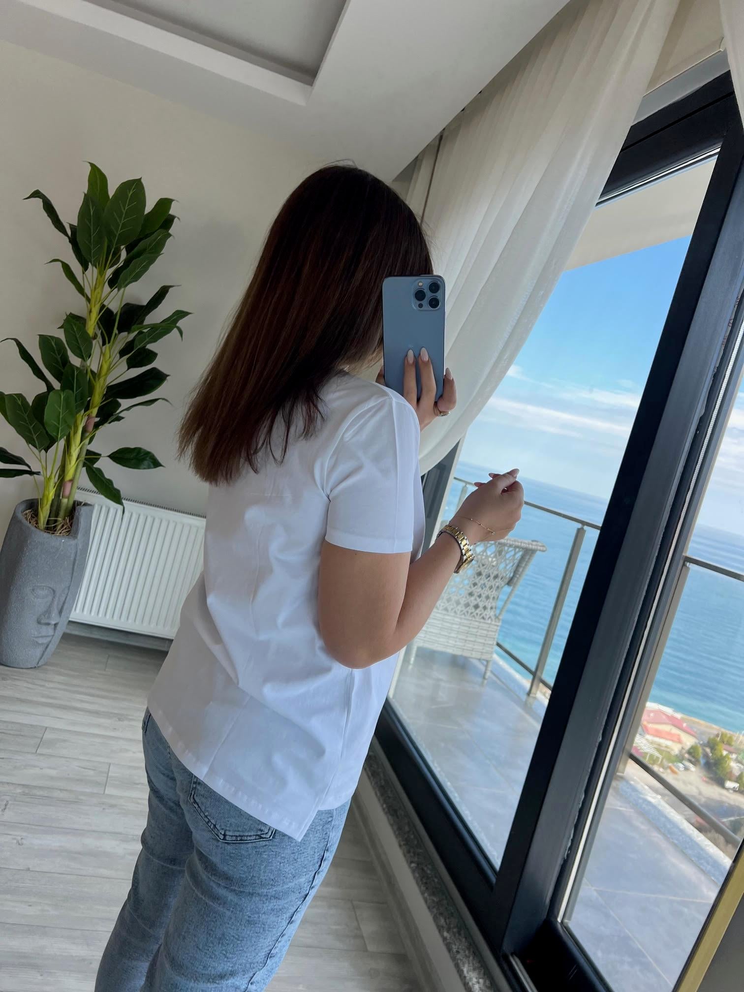 3470 V Yaka Basic Tshirt BEYAZ