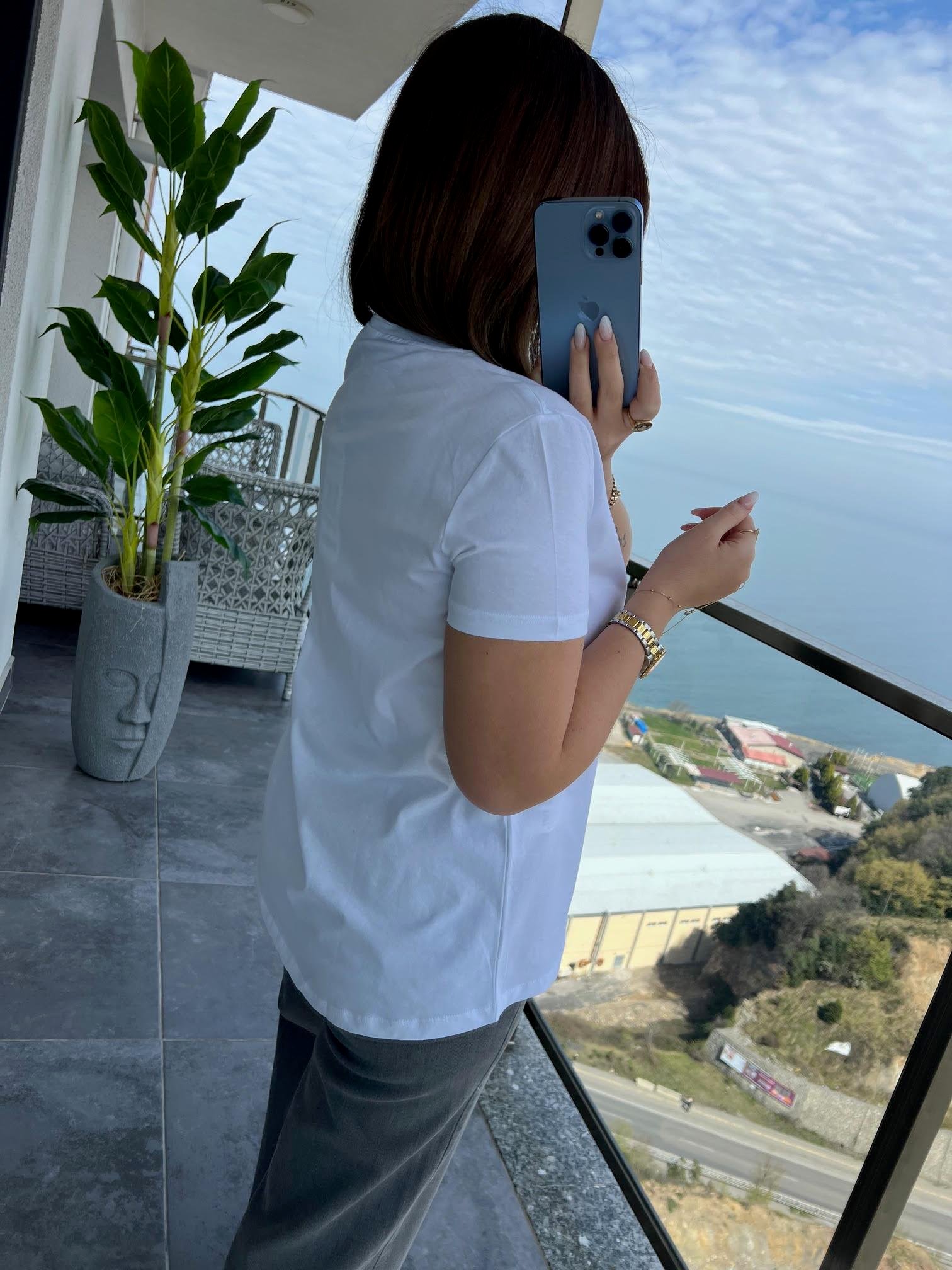 3471 Yuvarlak Yaka Basic Tshirt BEYAZ