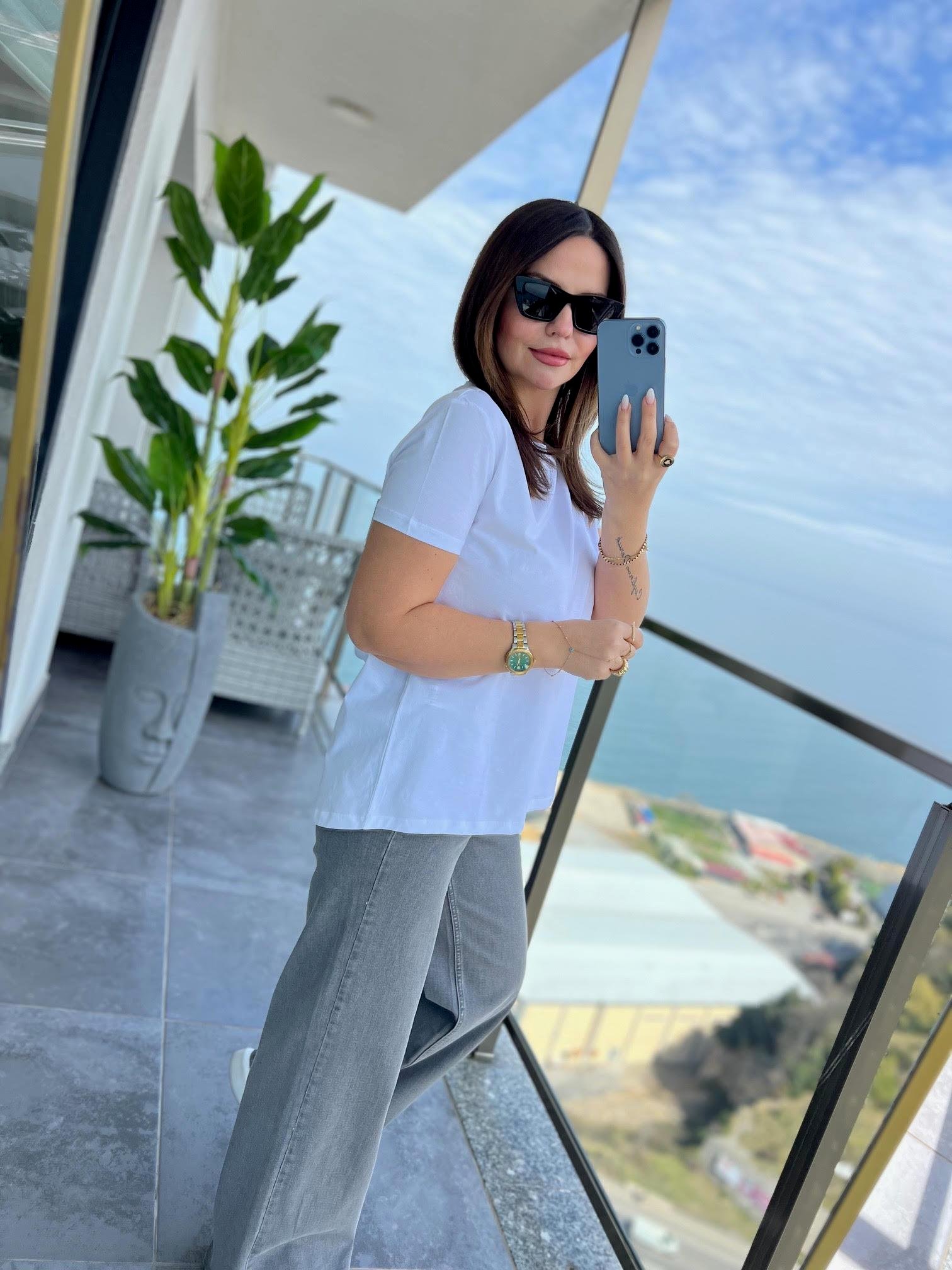 3471 Yuvarlak Yaka Basic Tshirt BEYAZ