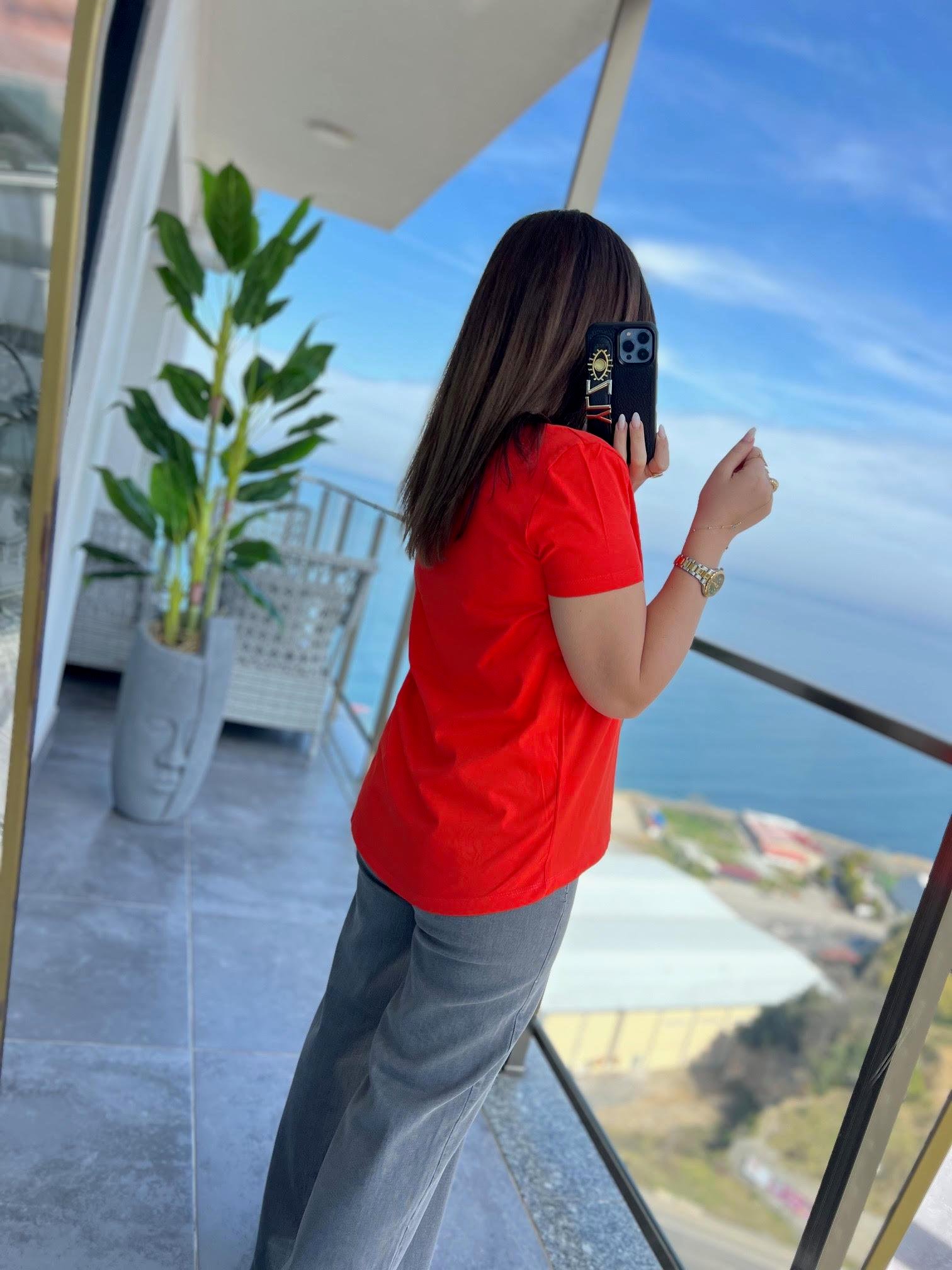 3471 Yuvarlak Yaka Basic Tshirt KIRMIZI