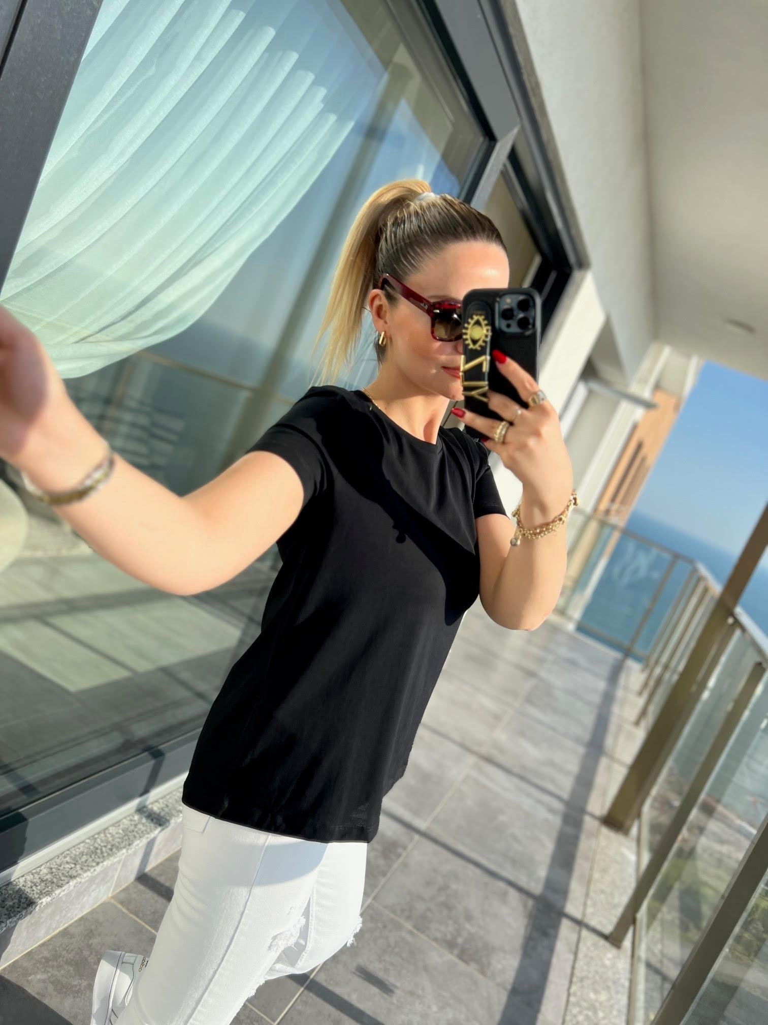 3471 Yuvarlak Yaka Basic Tshirt SİYAH
