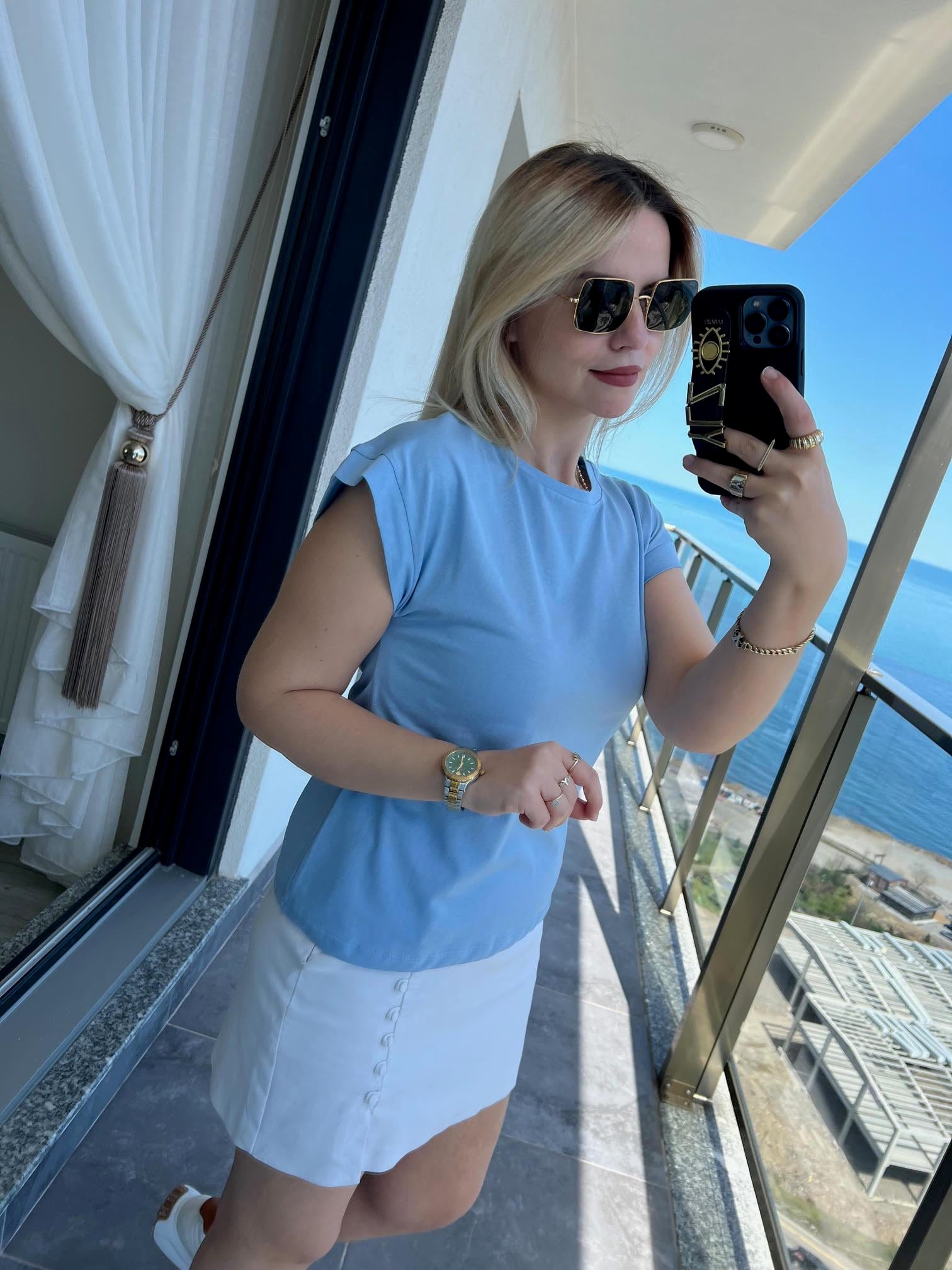 3504 Bisiklet Yaka Penye Tshirt BEBE MAVİ