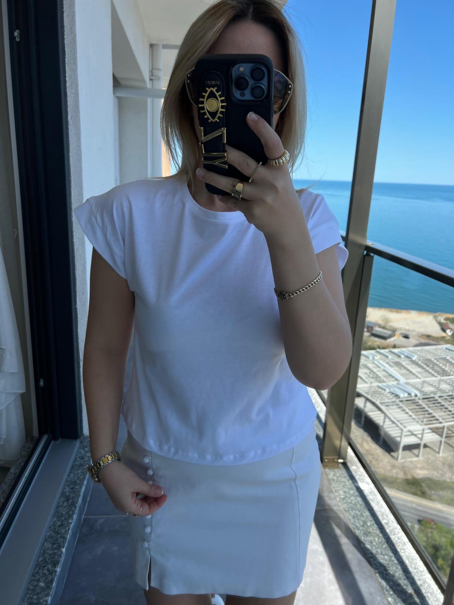3504 Bisiklet Yaka Penye Tshirt BEYAZ