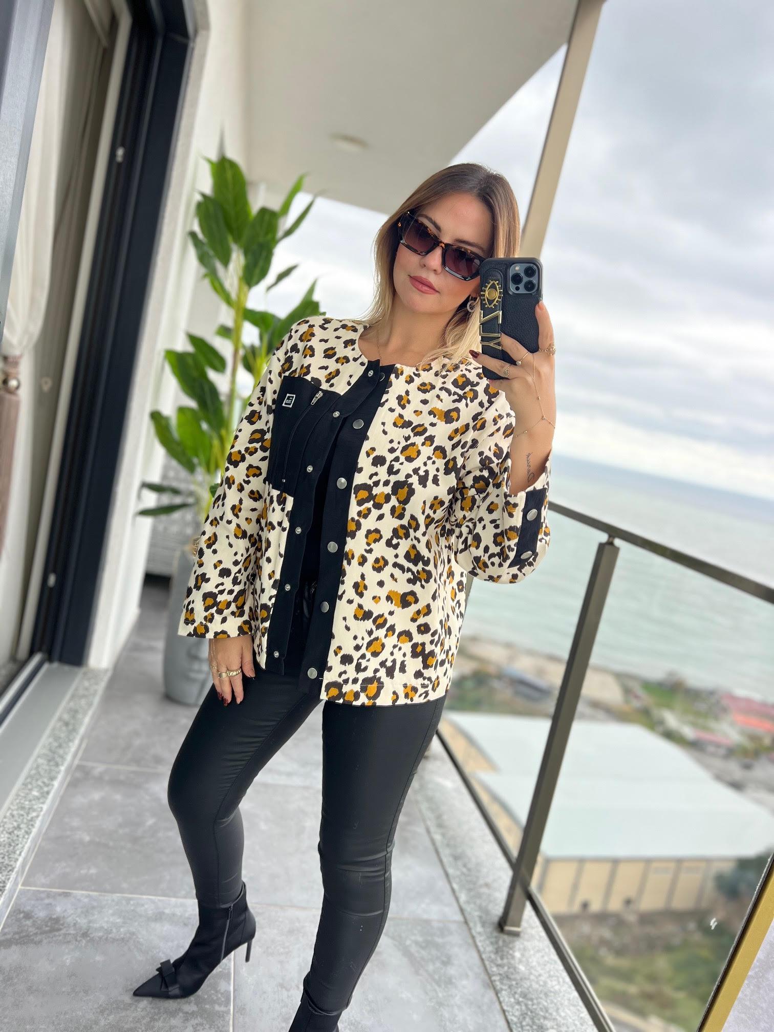 35252 Leopar Baskılı Ceket LEOPAR
