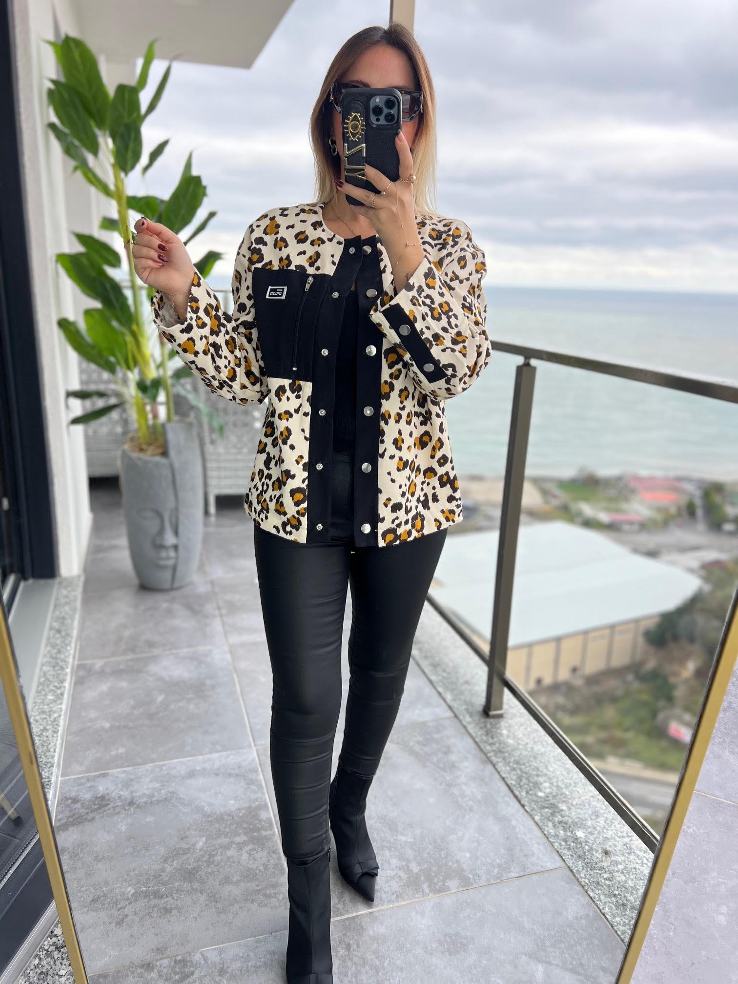 35252 Leopar Baskılı Ceket LEOPAR