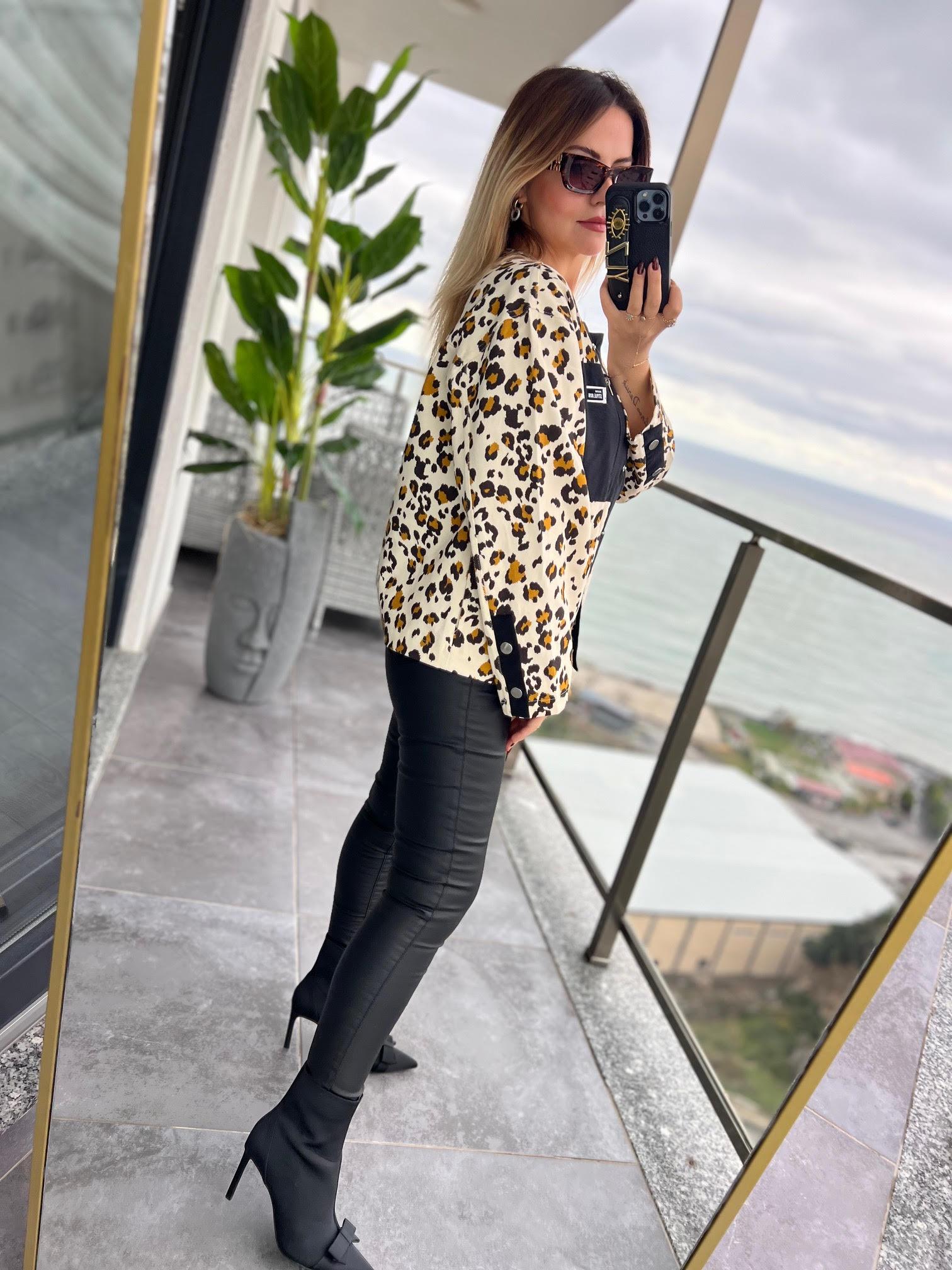 35252 Leopar Baskılı Ceket LEOPAR