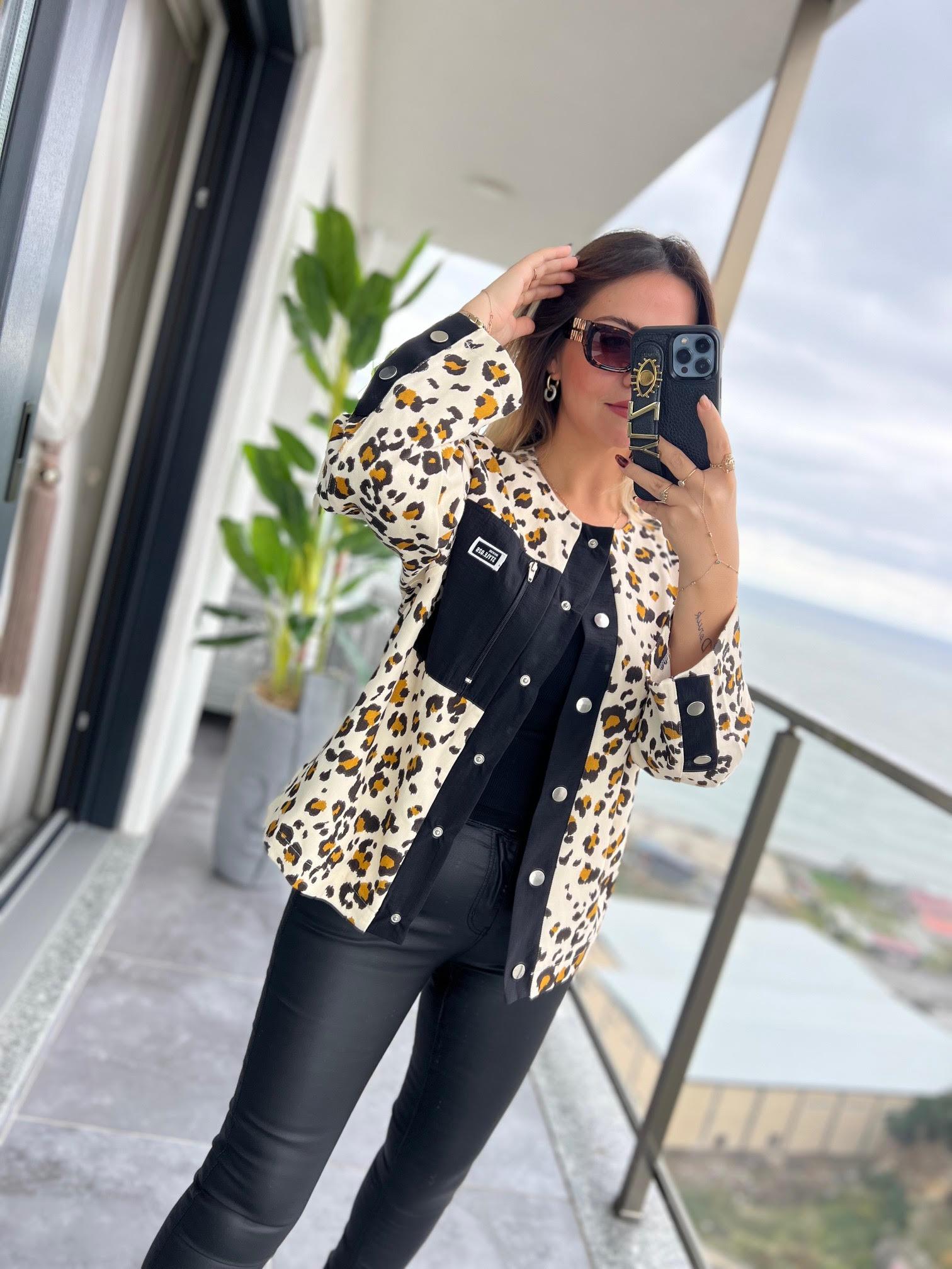 35252 Leopar Baskılı Ceket LEOPAR