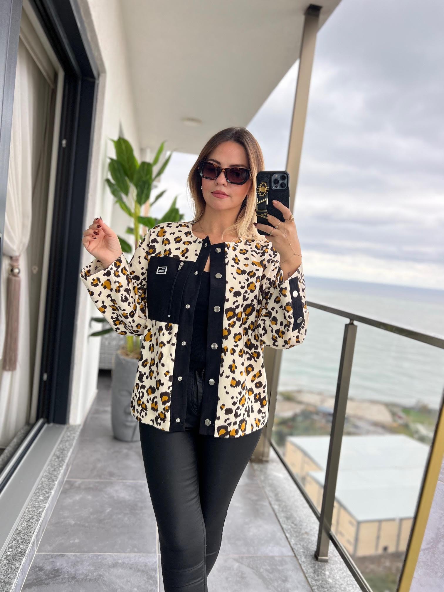 35252 Leopar Baskılı Ceket LEOPAR