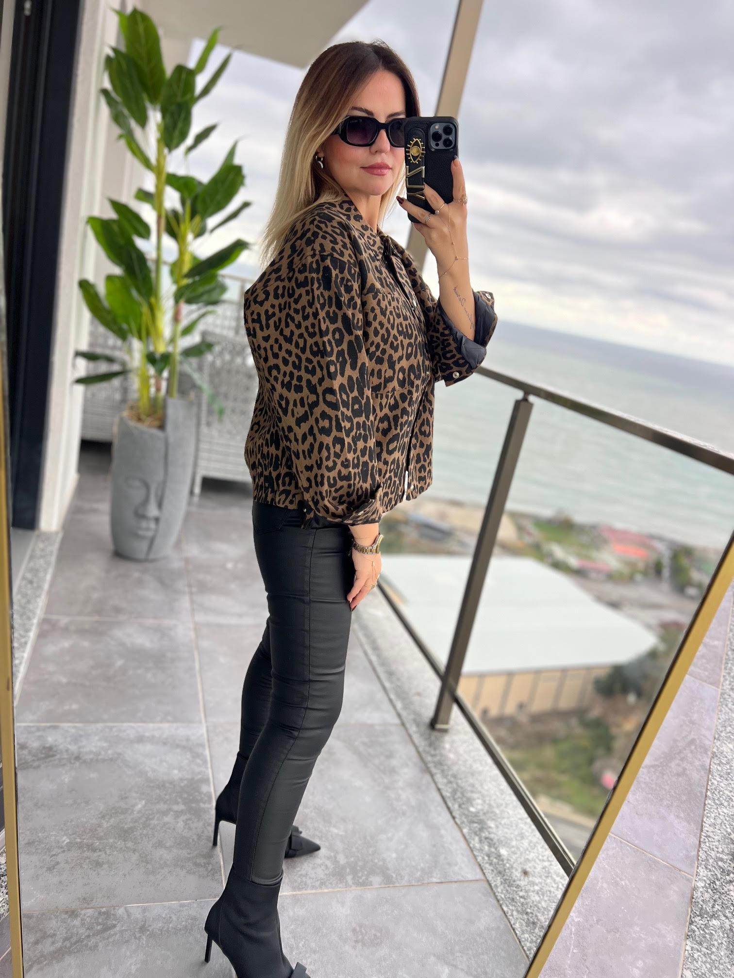 35478 Keten Leopar Ceket LEOPAR